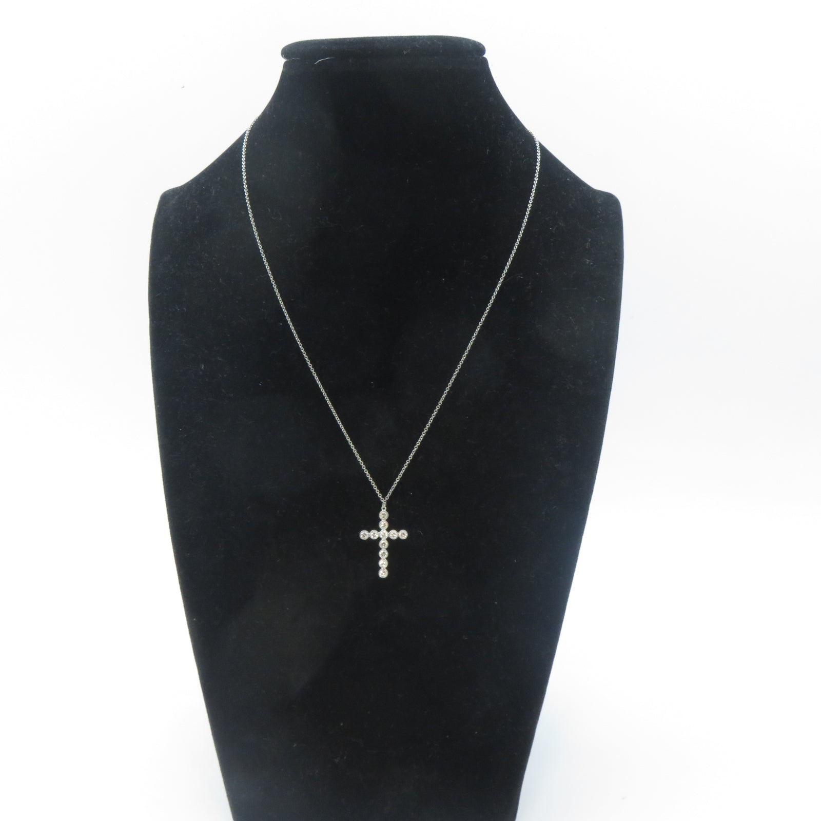 TIFFANY＆CO PT950鉑金Diamond Cross Necklace鑽石項鍊