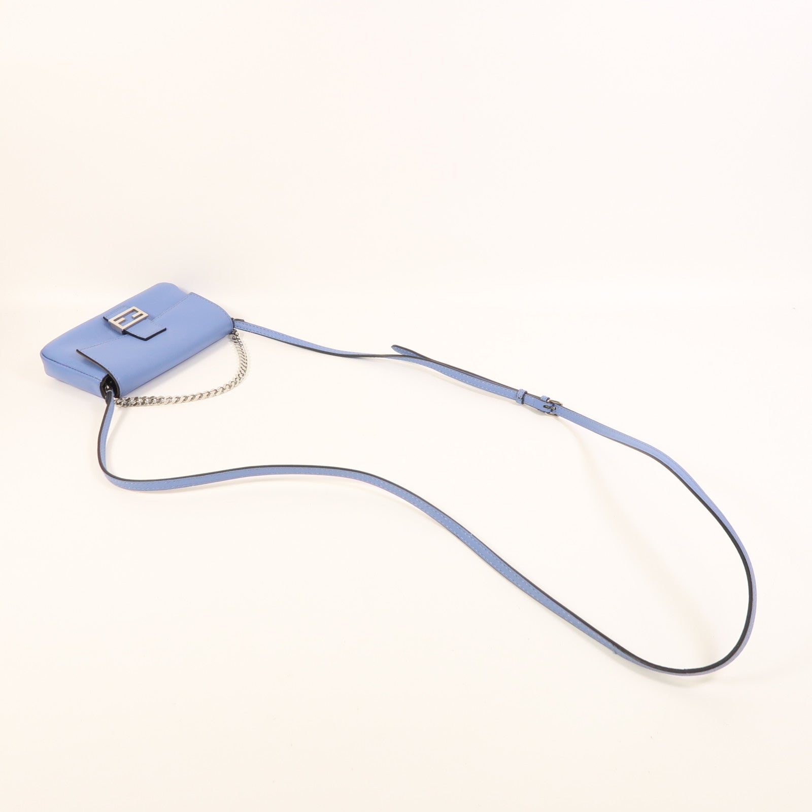 FENDI 牛皮皮革Micro Baguette銀扣手挽肩背兩用袋