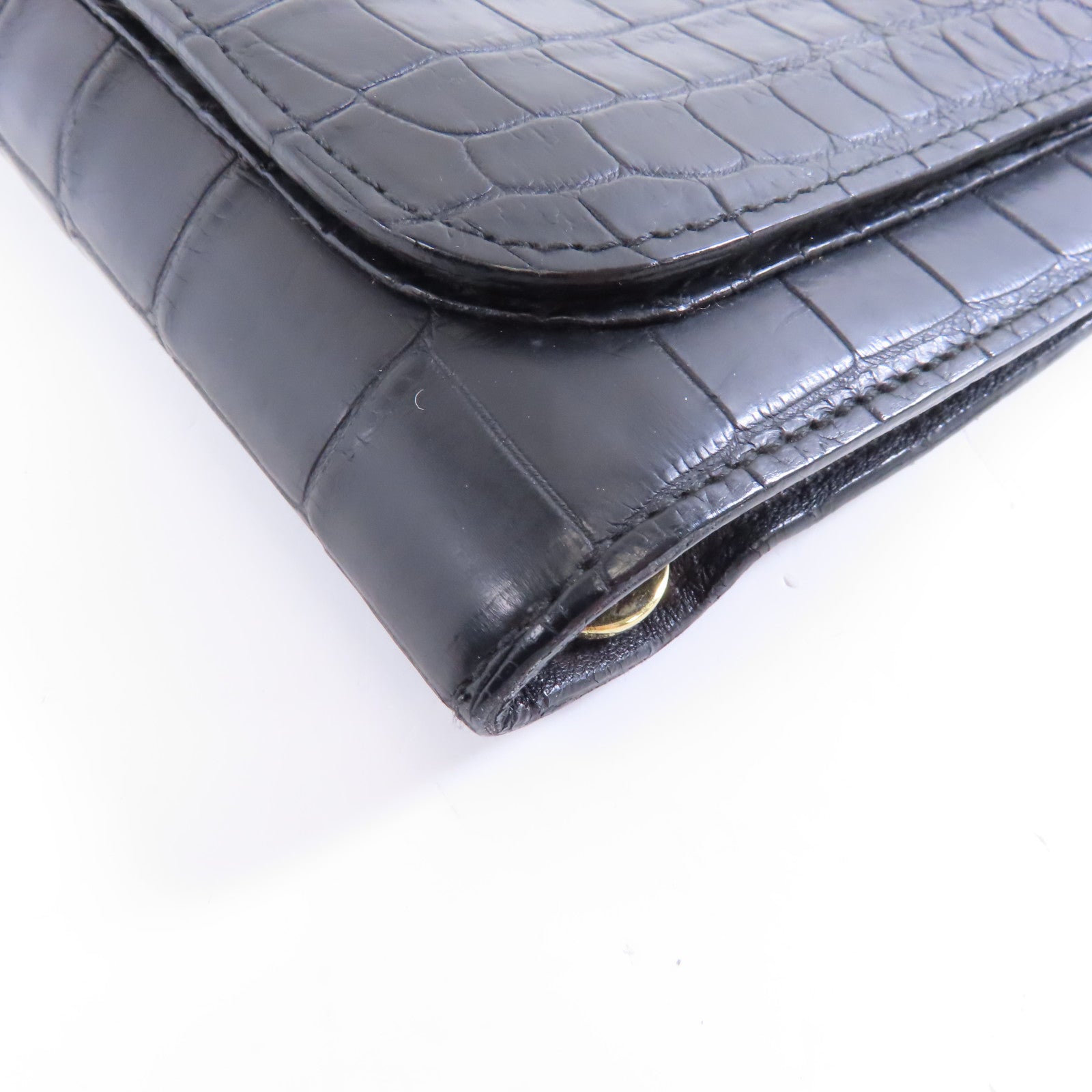 BOTTEGA VENETA 皮革Clutch Bag金扣手拿包黑色