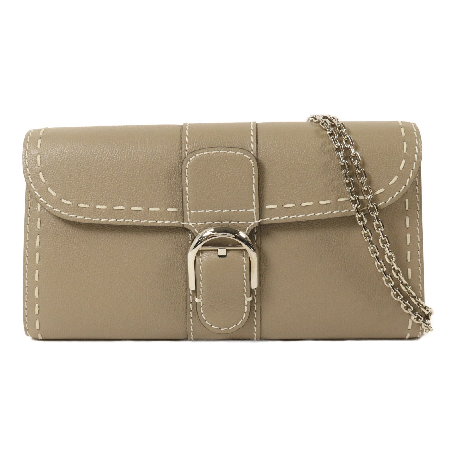 Delvaux 牛皮皮革Brillant Long Wallet Chain鏈帶肩背袋
