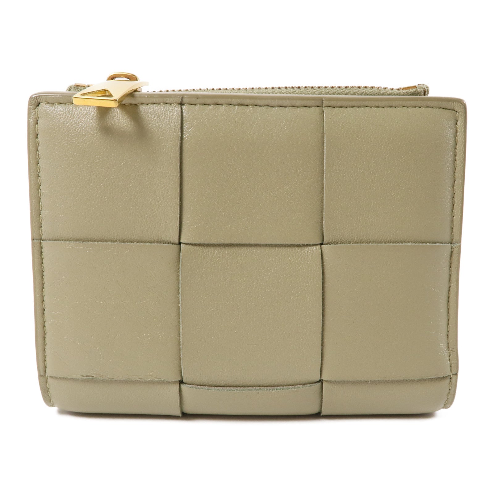BOTTEGA VENETA【激減優惠】 織紋皮革Wallet金扣錢包綠色