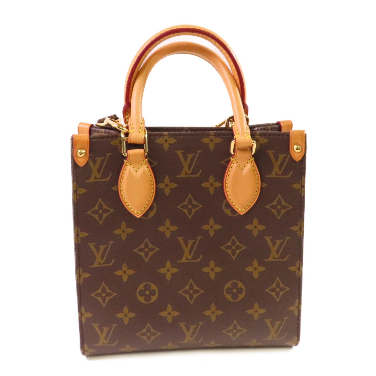 LOUIS VUITTON Monogram Sac Plat BB 2Way Tote Bag金扣手挽肩背兩用袋啡色