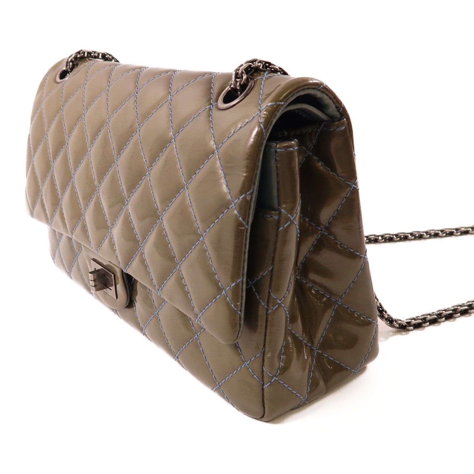 CHANEL 【激減優惠】漆皮皮革2.55鏈帶肩背袋