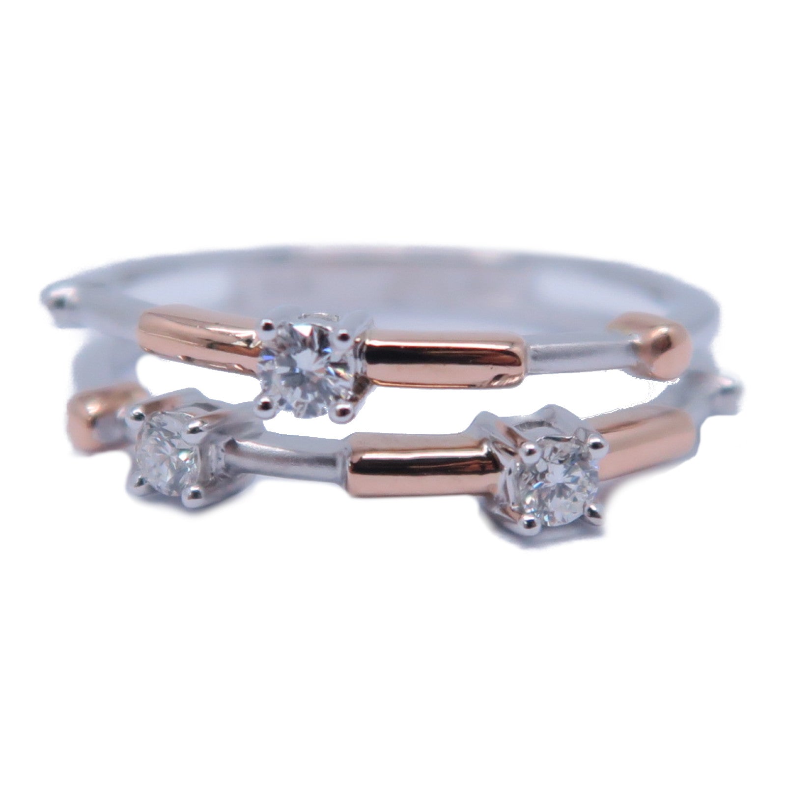 JEWELRY 【激減優惠】18K白金/18K玫瑰金Diamond Ring 0.13ct鑽石戒指US#5.75