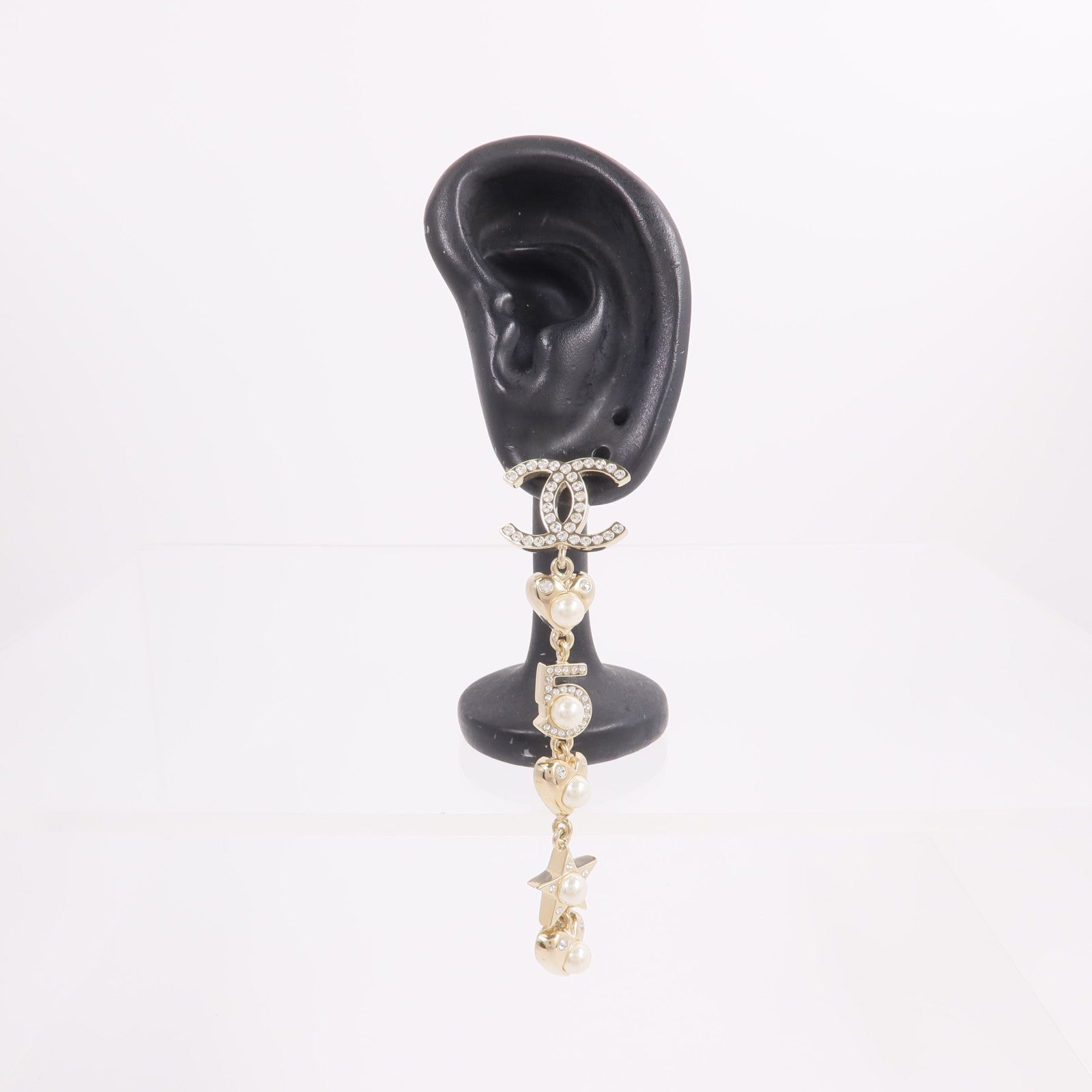 CHANEL 金屬No. 5 Coco Mark Rhinestone Star Earrings耳環