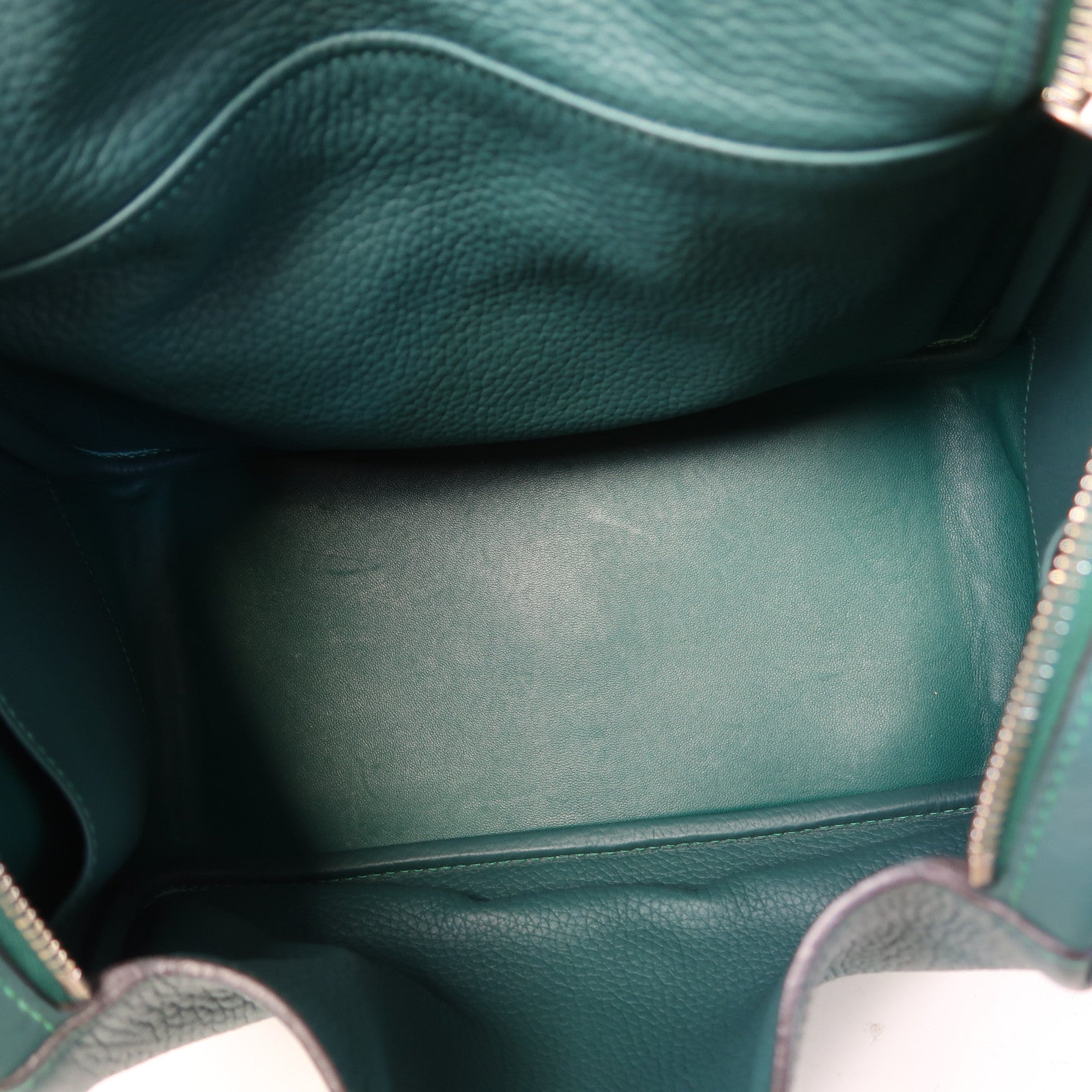 HERMES Clemence皮革Lindy 30銀扣手挽肩背兩用袋Malachite/綠色