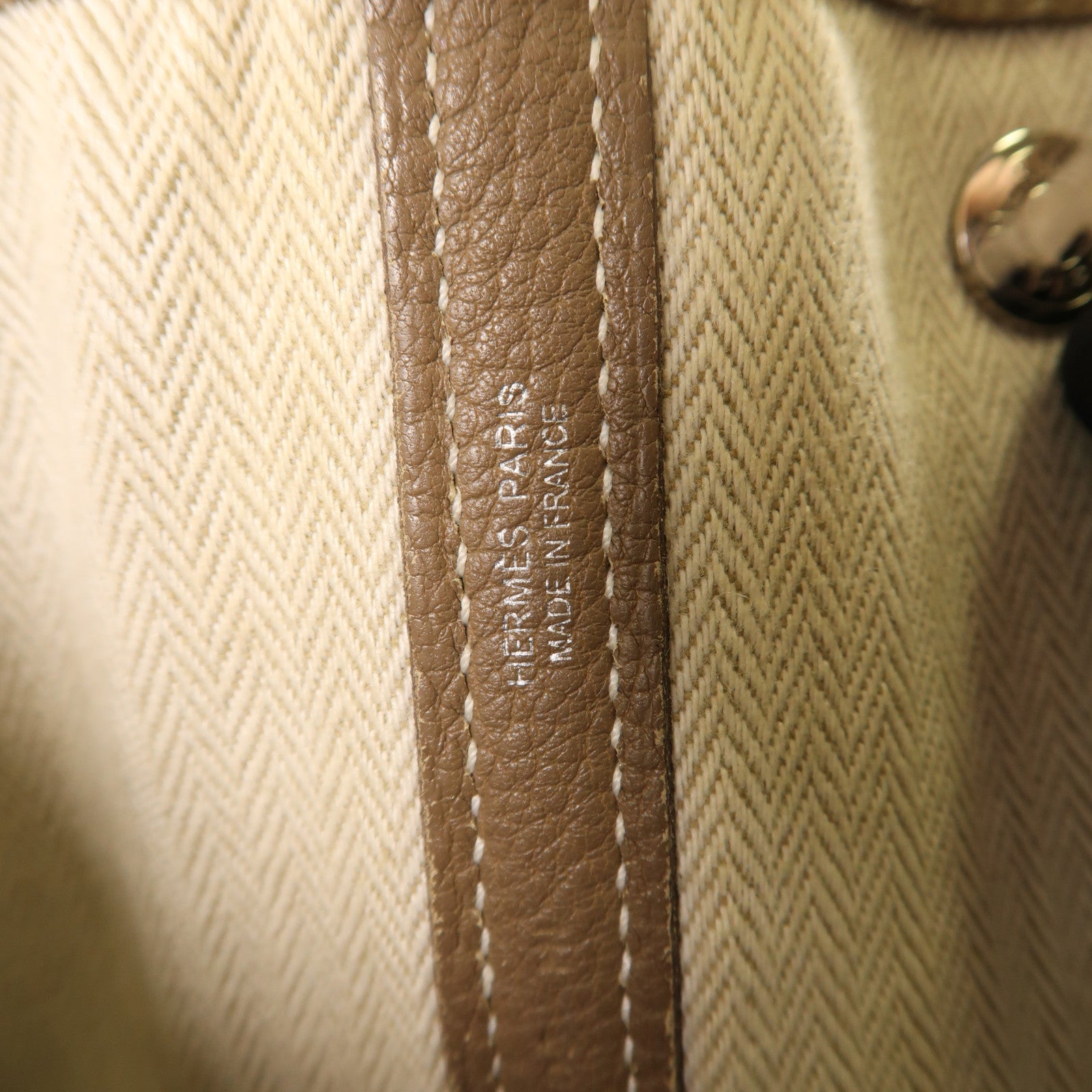 HERMES Negonda皮革Garden Party PM銀扣手挽袋Etoupe