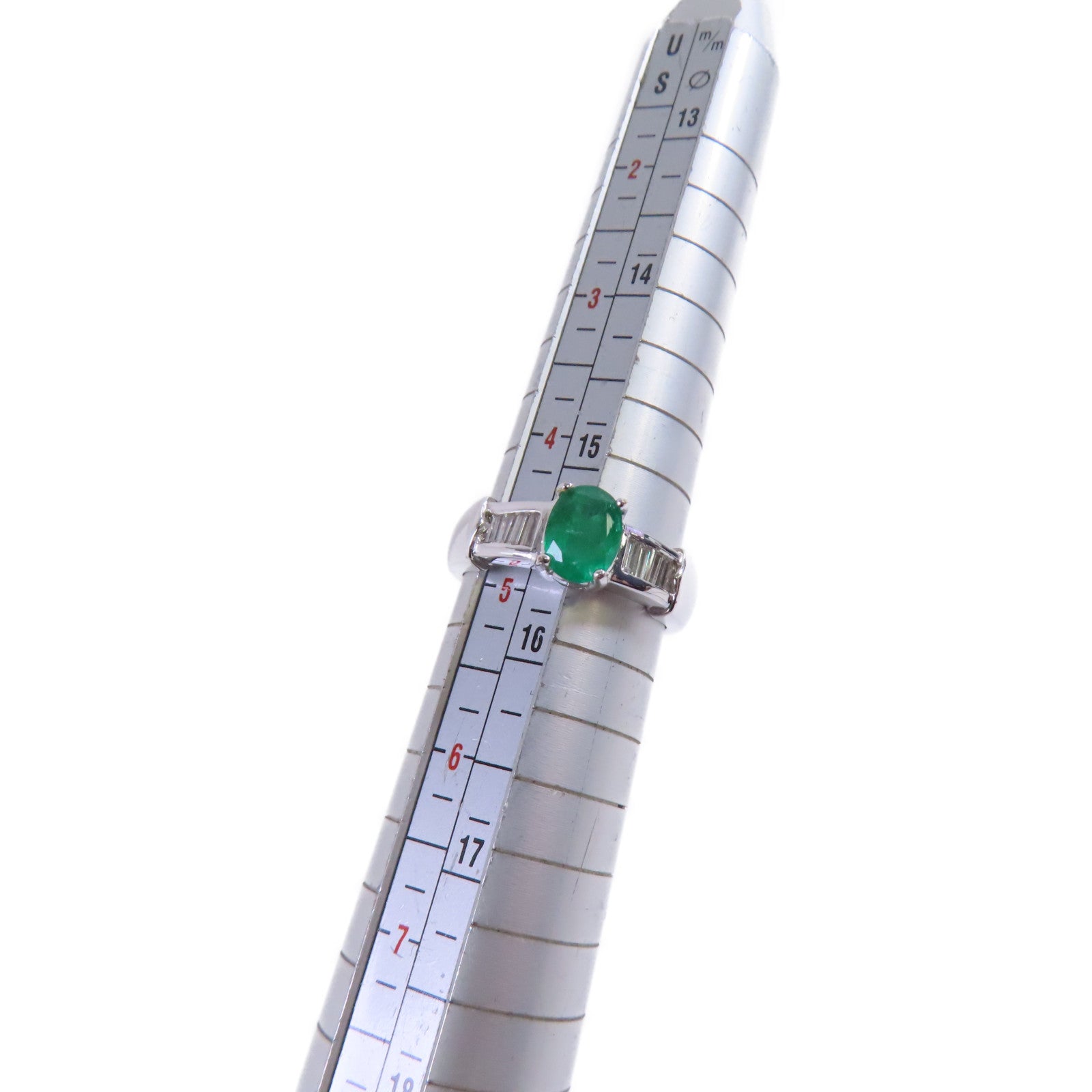 JEWELRY 【激減優惠】18K白金/綠寶石Emerald Ring戒指US#4.75