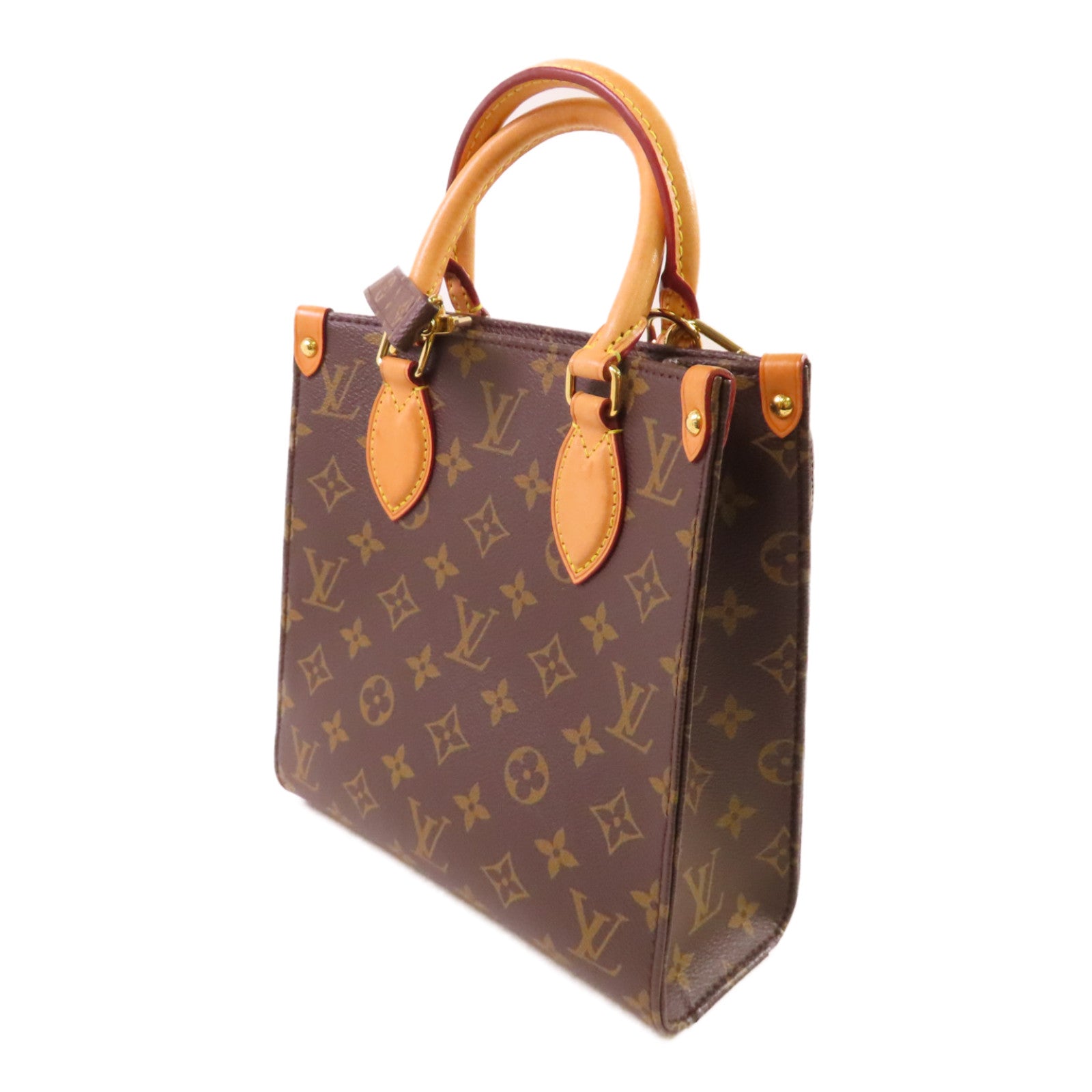 LOUIS VUITTON Monogram Sac Plat BB 2Way Tote Bag金扣手挽肩背兩用袋啡色