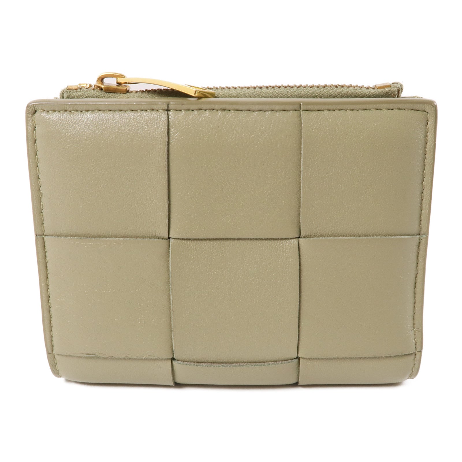 BOTTEGA VENETA【激減優惠】 織紋皮革Wallet金扣錢包綠色