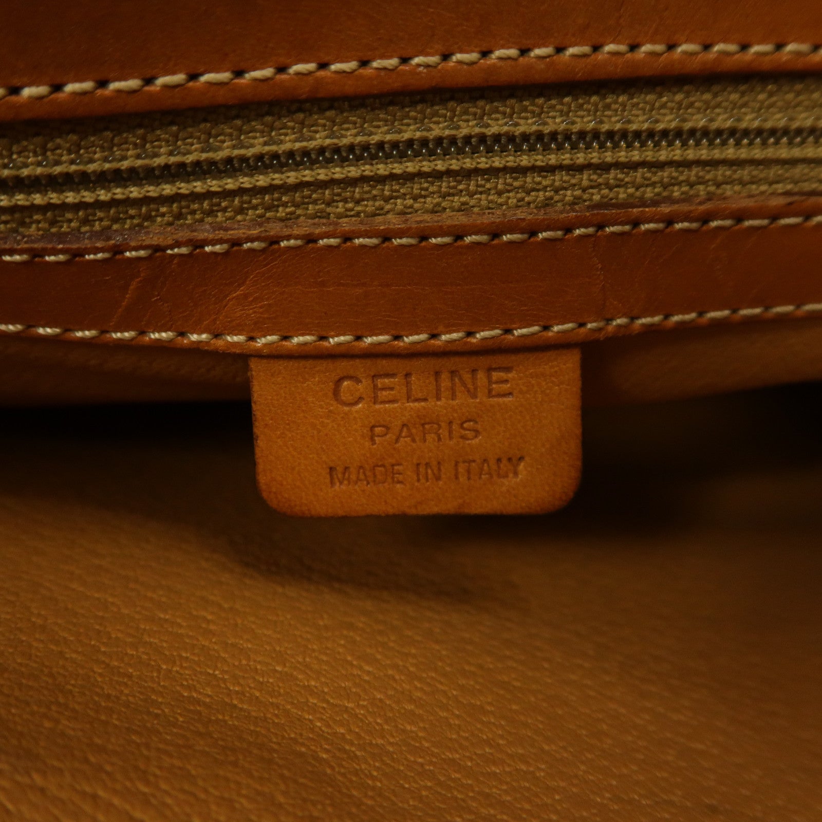 CELINE 牛皮皮革Hand Bag金扣手挽袋啡色