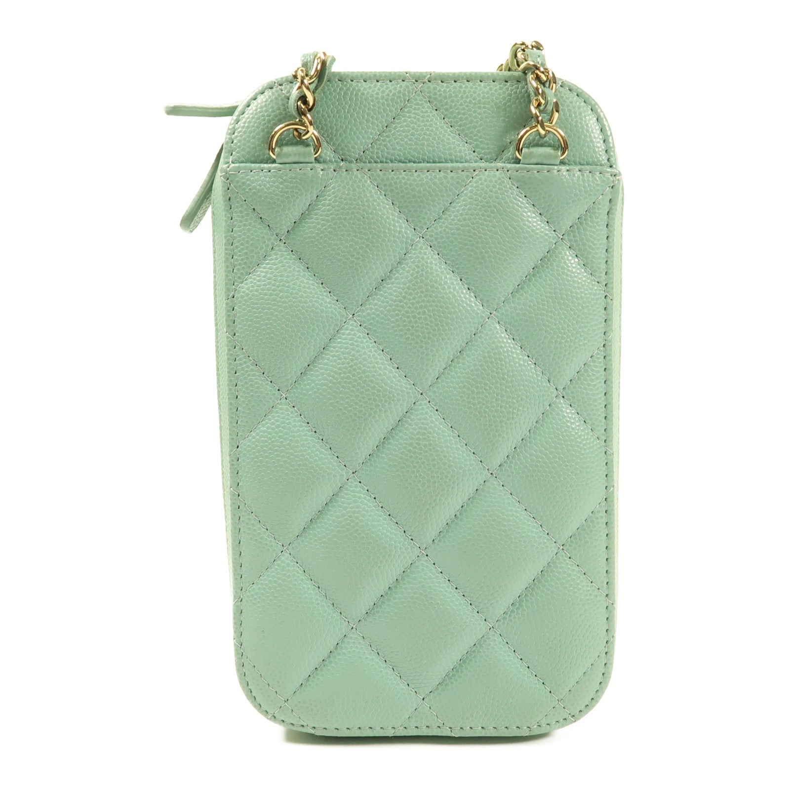 CHANEL 牛皮皮革Phone Bag金扣鏈帶肩背袋