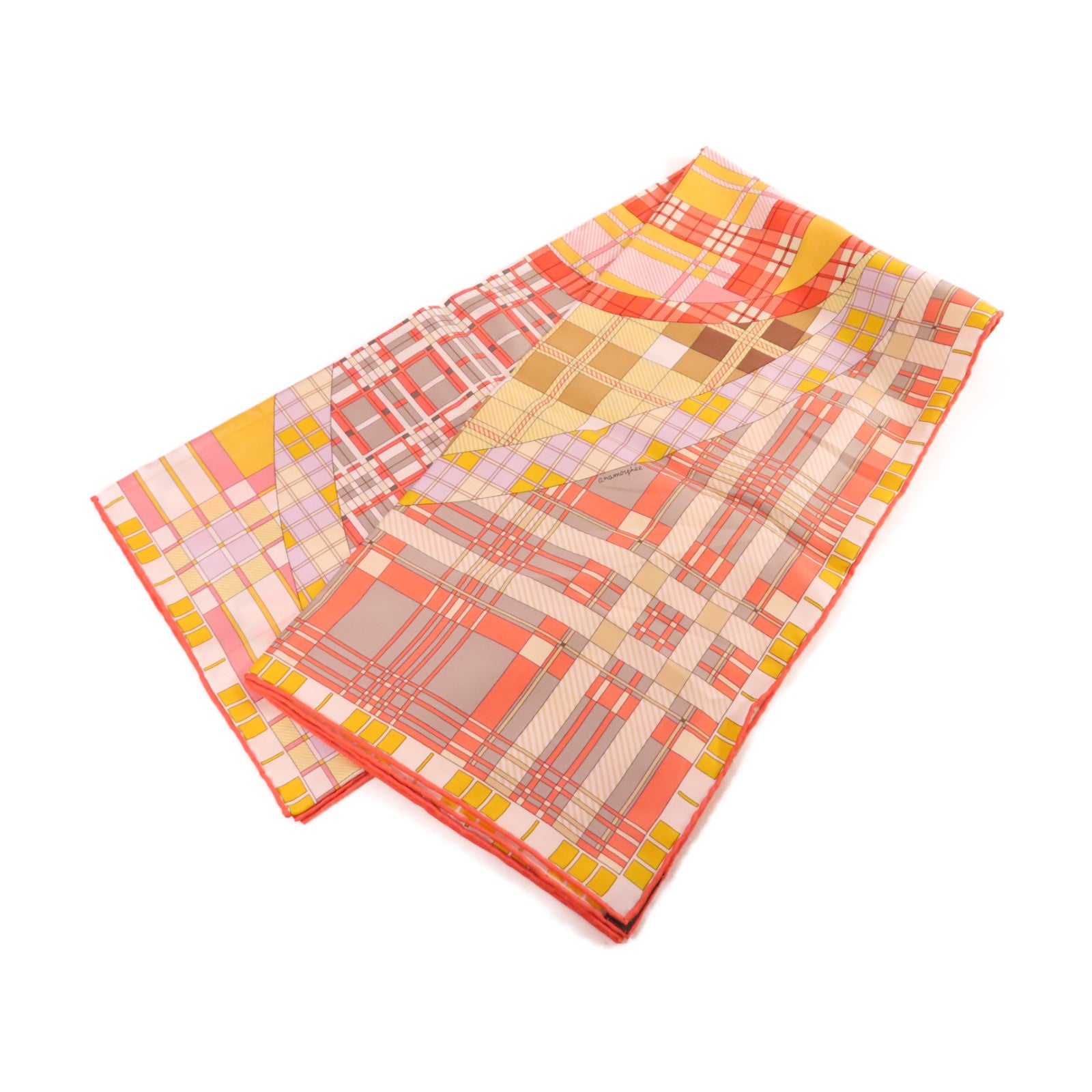 HERMES 絲質90x90 Scarf絲巾黃色/橙色/彩色