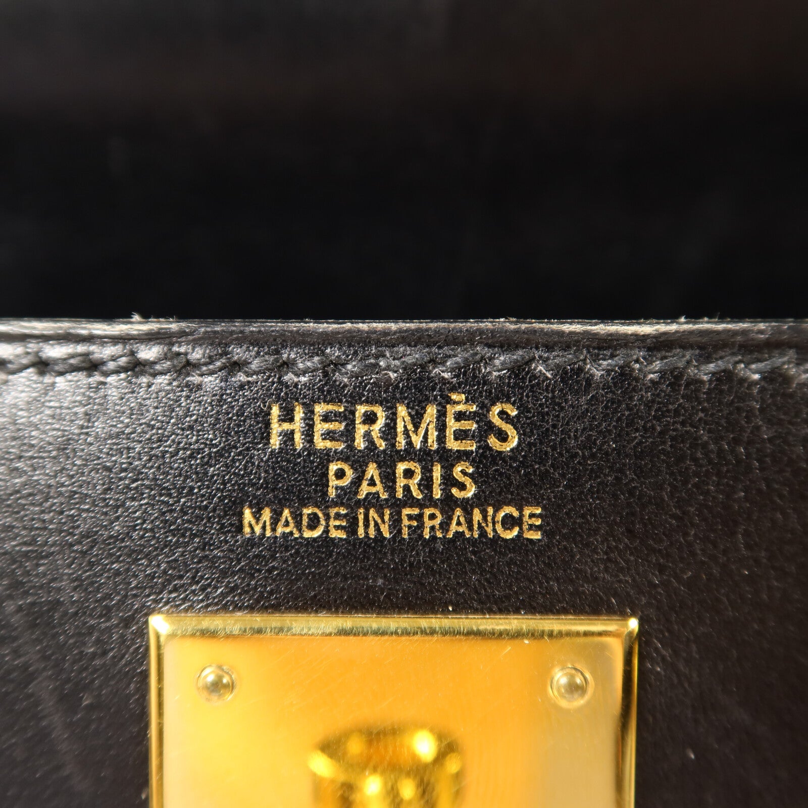 HERMES Box Calf皮革Kelly 32手挽肩背兩用袋Noir