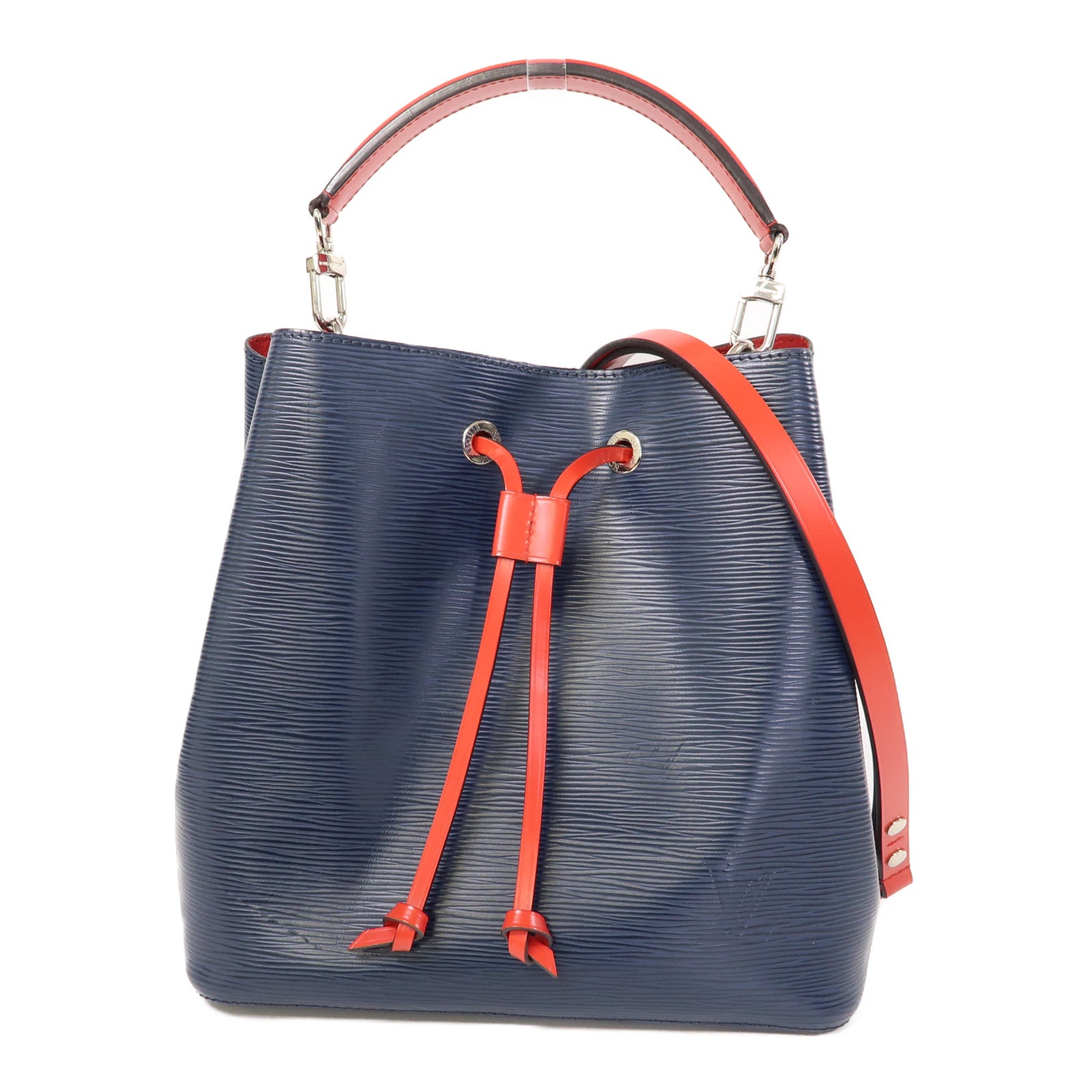 LOUIS VUITTON Epi NeoNoe MM銀扣手挽肩背兩用袋深藍色/紅色