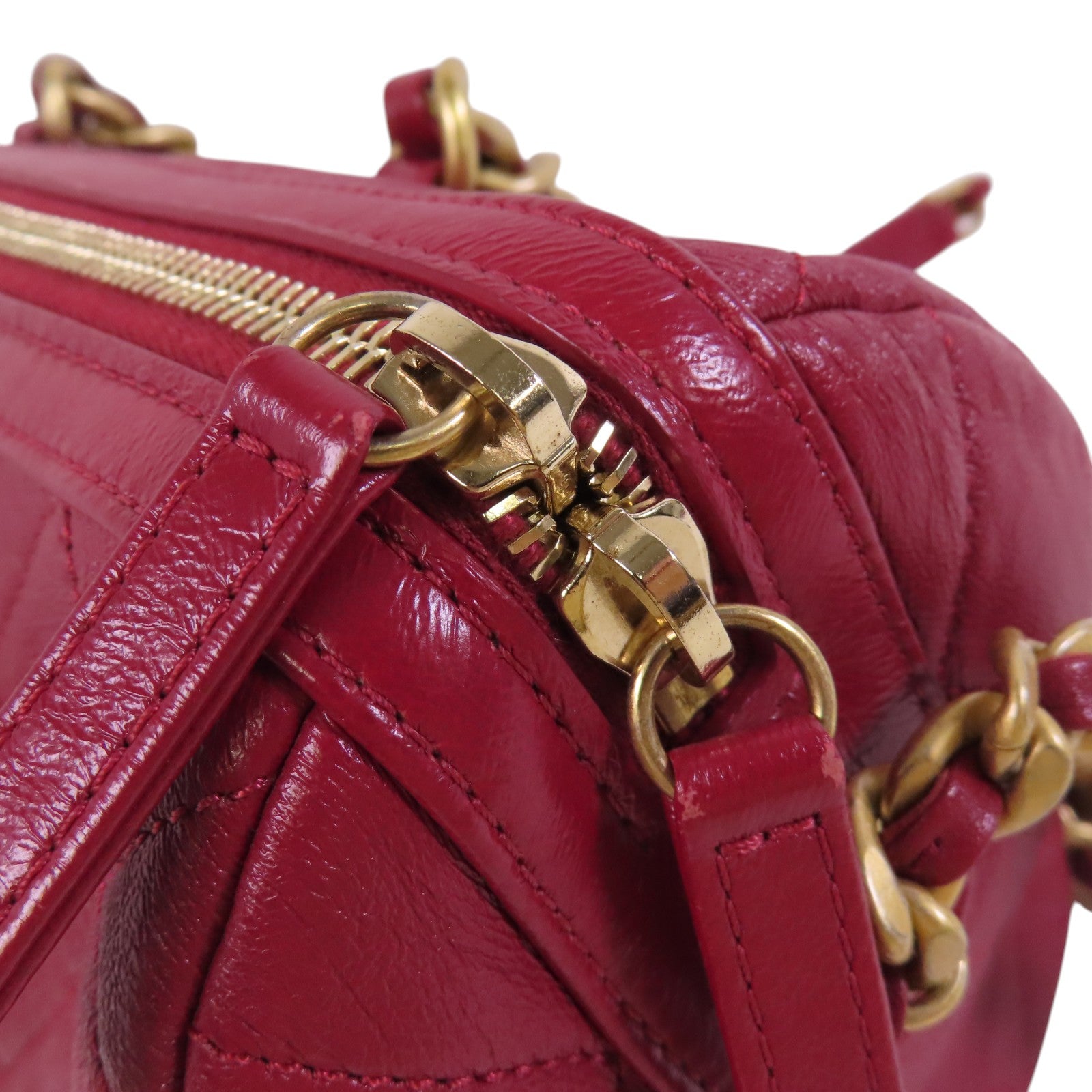 CHANEL 牛皮皮革Chain 2Way Shoulder Bag金扣鏈帶手挽肩背兩用袋