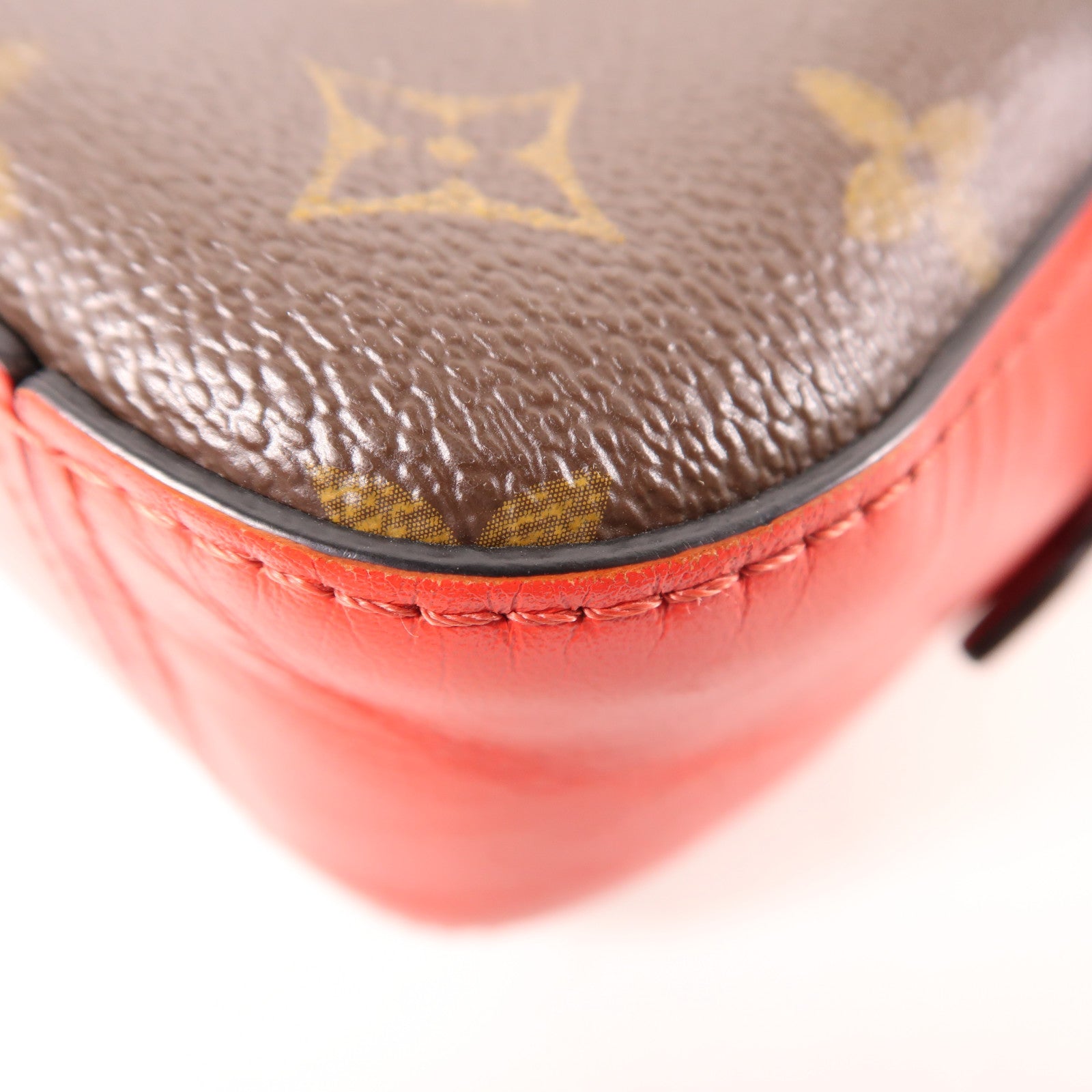 LOUIS VUITTON LV GHW Saintonge 2 Way Shoulder Handbag M43556 Monogram Brown/Red