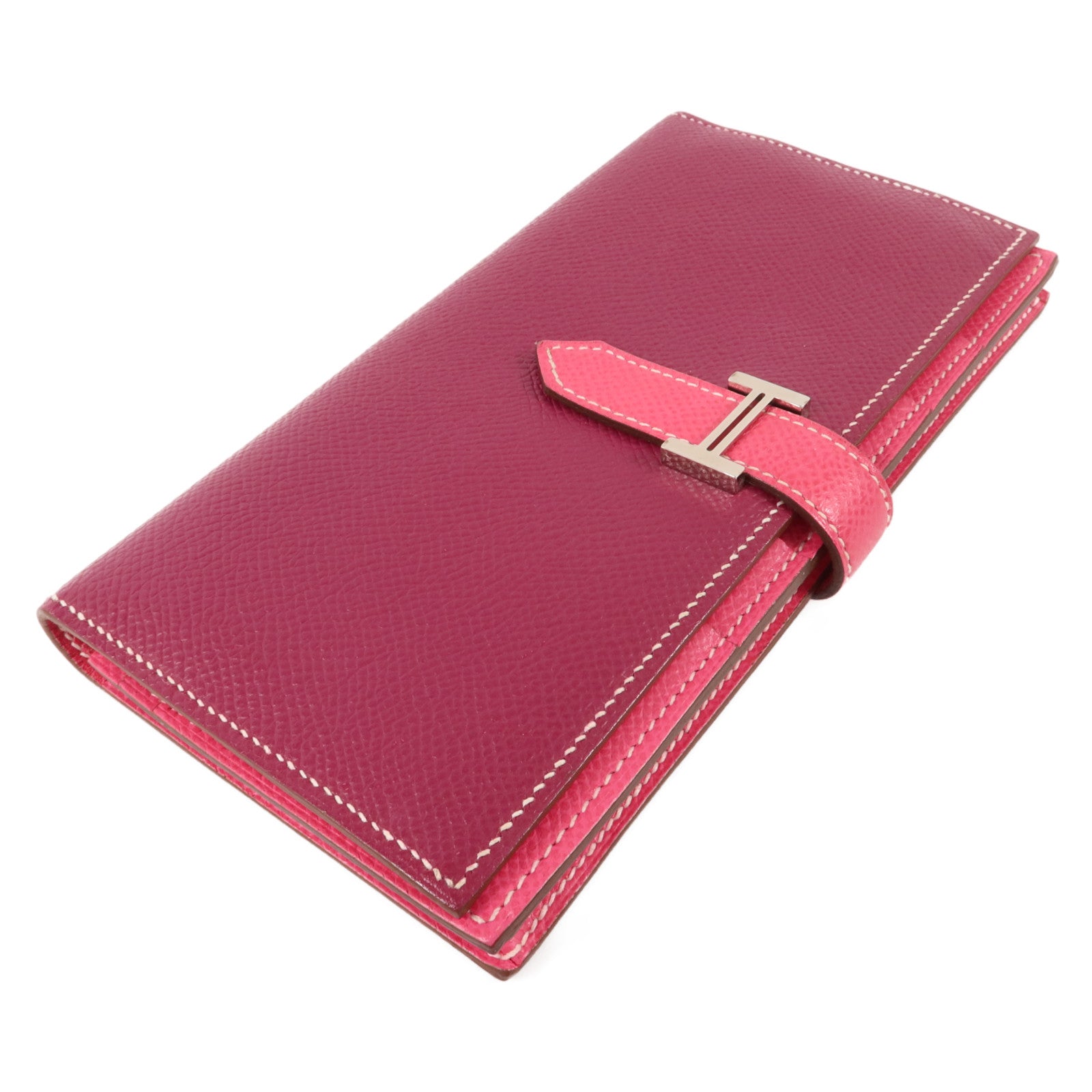 HERMES Epsom皮革Bearn W Snap長錢包Tosca/Rose Tyrien