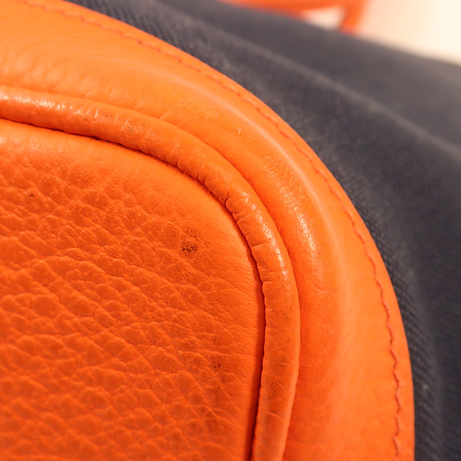 HERMES 帆布Garden Party PM銀扣手挽袋Bleu Marine/Orange Poppy深藍色/橙色