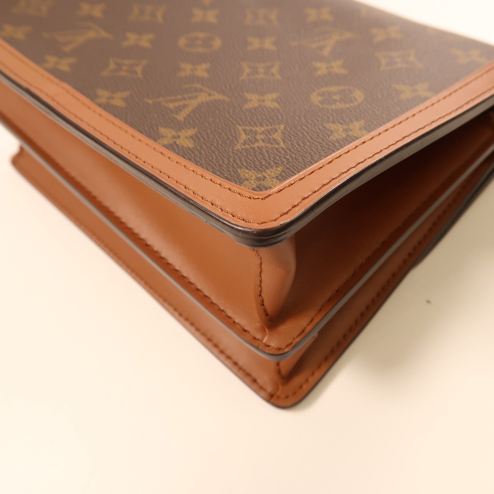 LOUIS VUITTON Monogram Reverse Dauphine MM金扣肩背兩用袋啡色