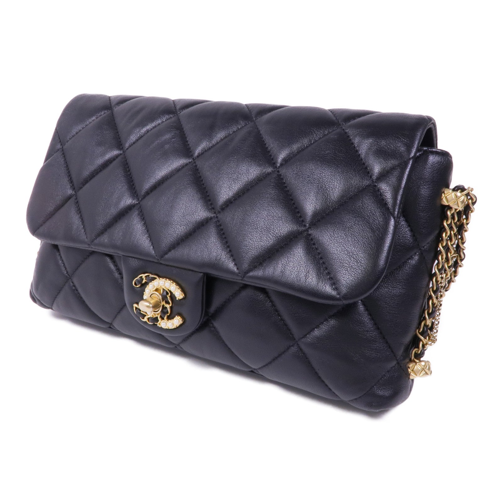 CHANEL 羊皮皮革Chain Shoulder Bag金扣鏈帶肩背袋