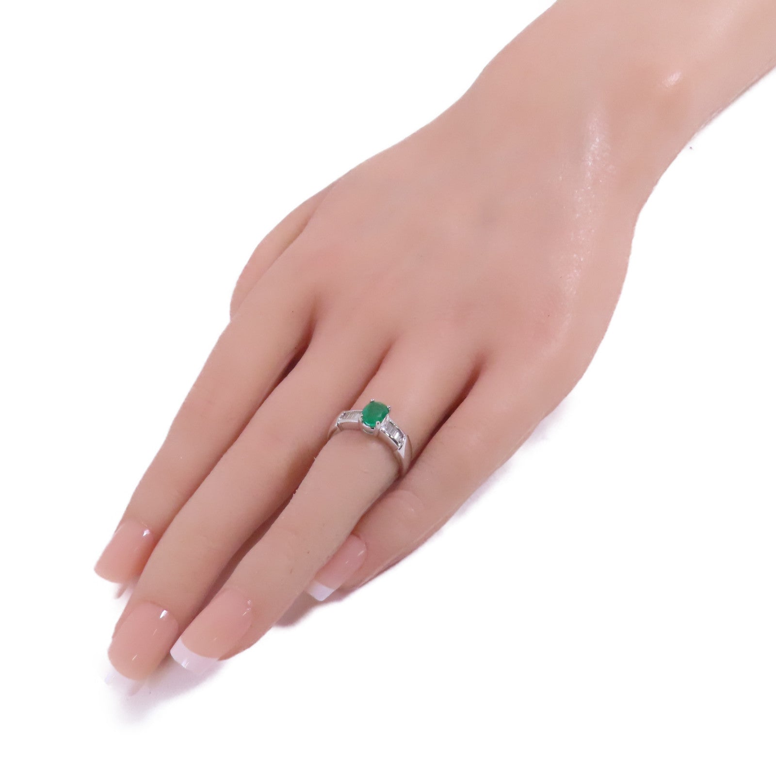 JEWELRY 【激減優惠】18K白金/綠寶石Emerald Ring戒指US#4.75
