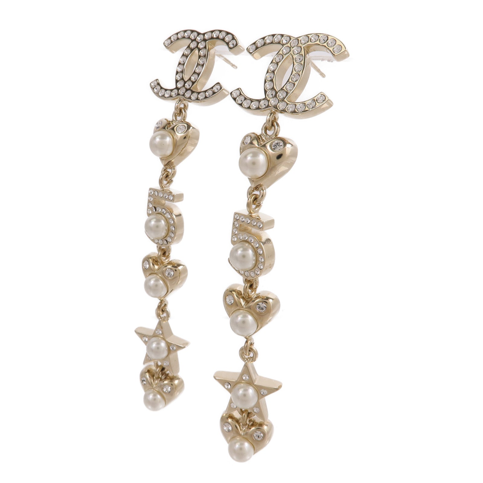 CHANEL 金屬No. 5 Coco Mark Rhinestone Star Earrings耳環