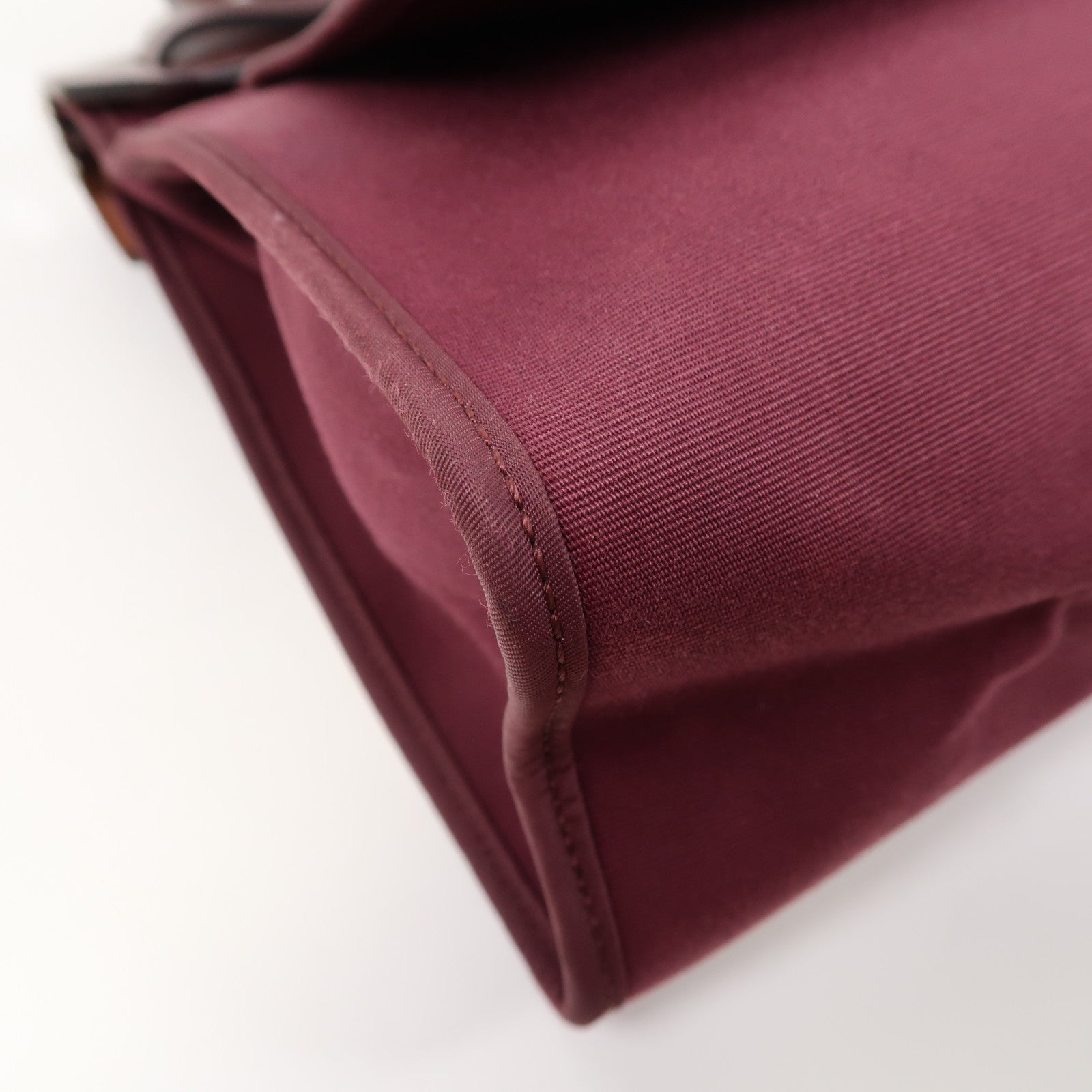 HERMES 帆布Herbag PM銀扣手挽肩背兩用袋波爾多酒紅色