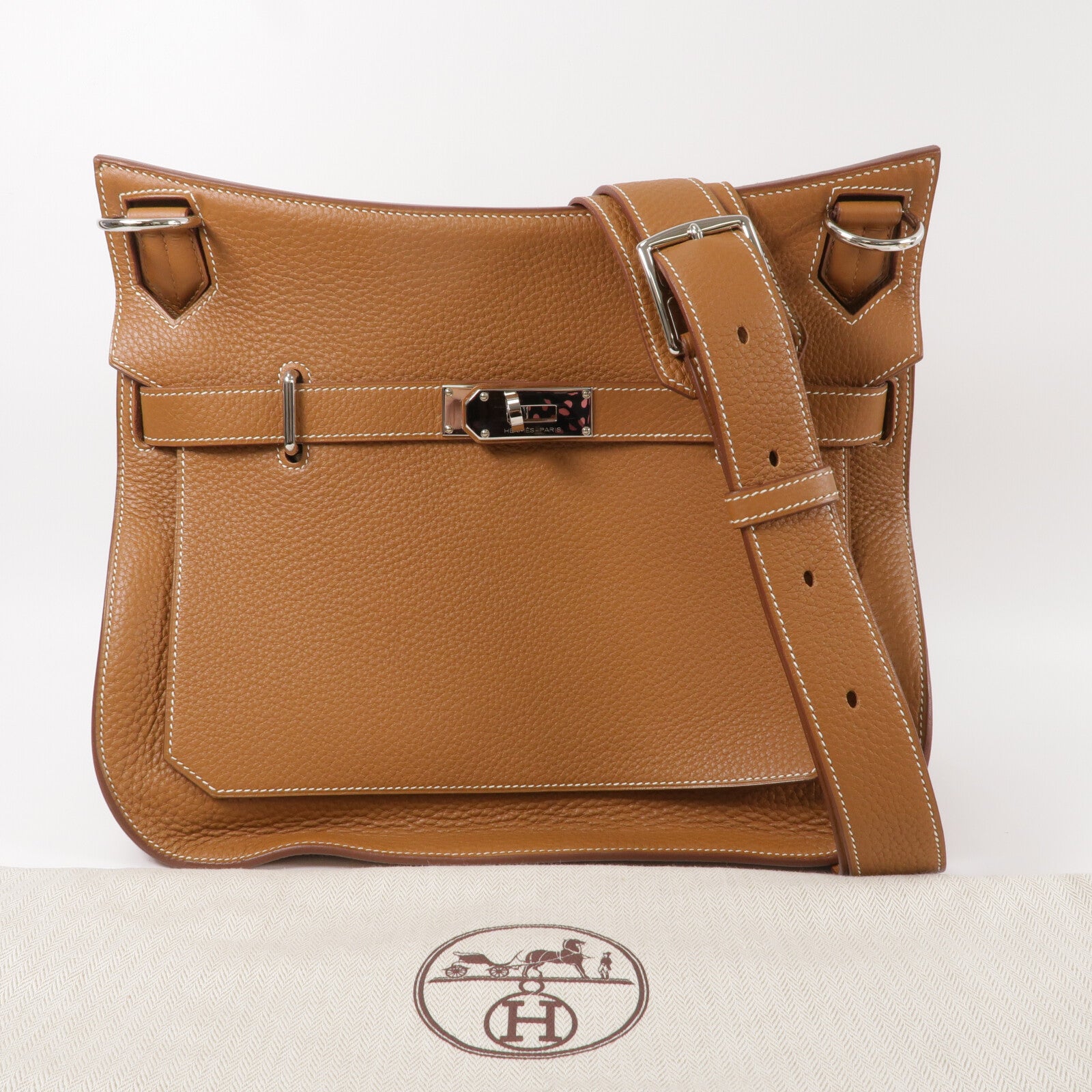 HERMES Togo皮革Jypsiere 34肩背袋Gold