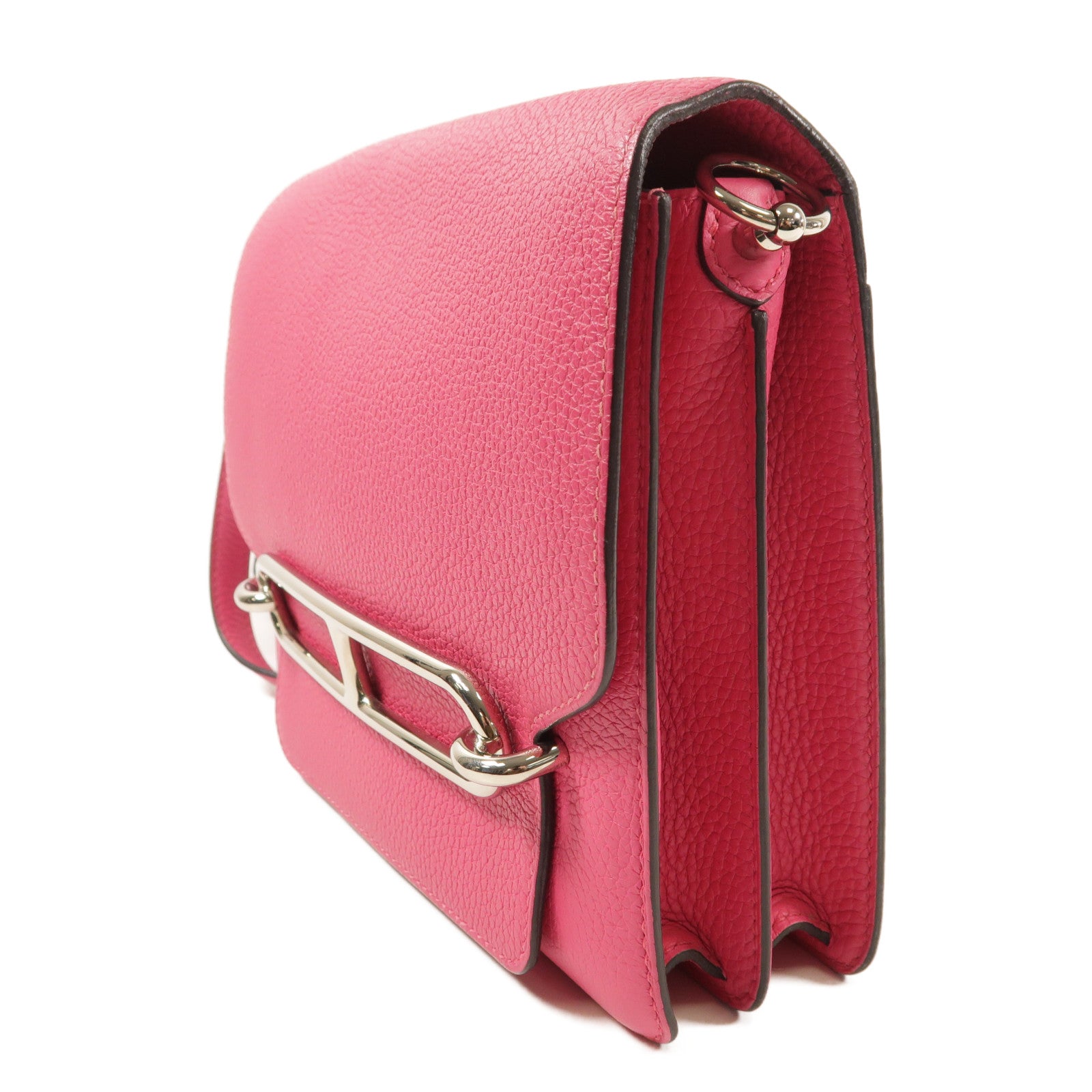 HERMES PHW Roulis 23 Shoulder Bag Clemence Leather Pink
