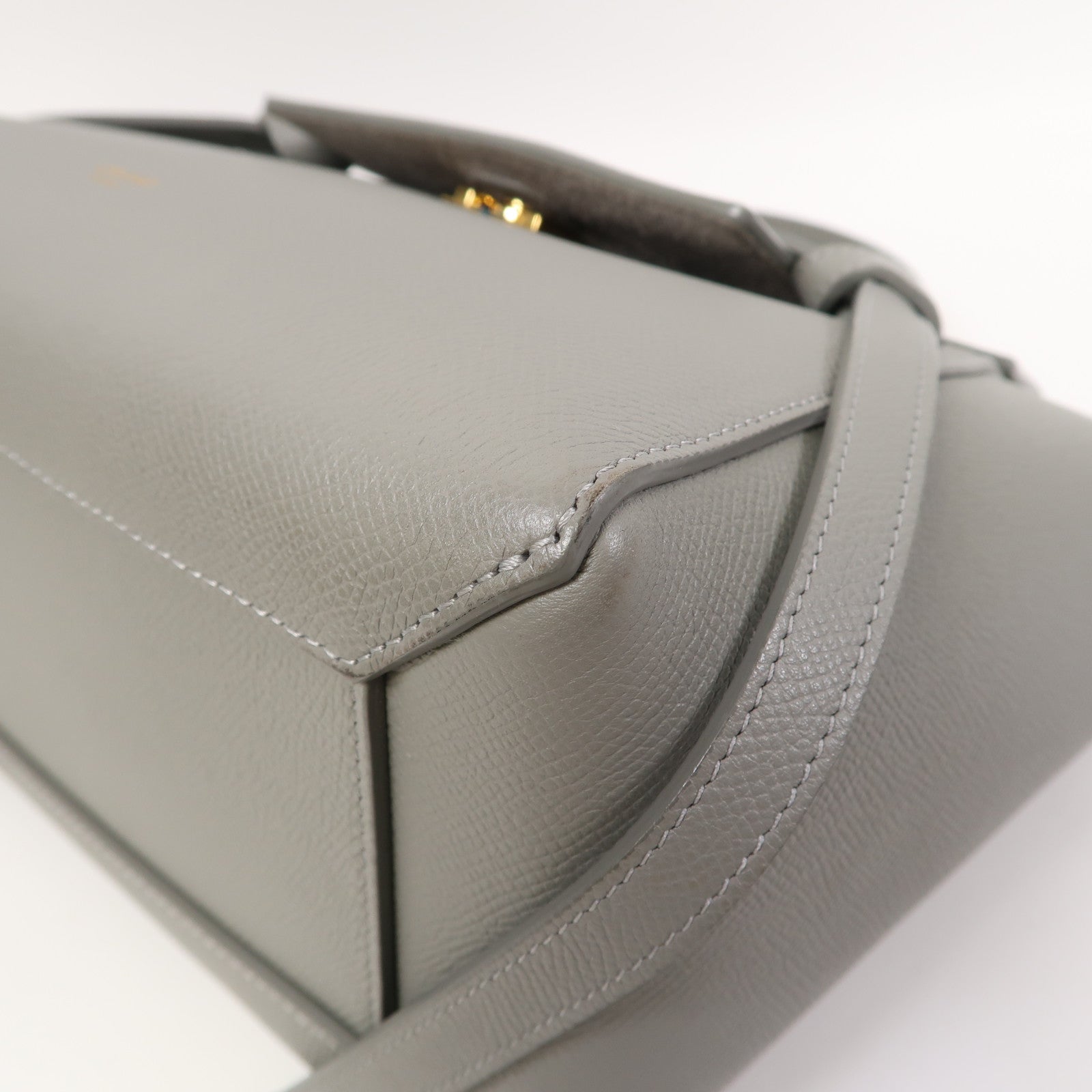 CELINE 牛皮皮革Belt Bag金扣手挽肩背兩用袋灰色