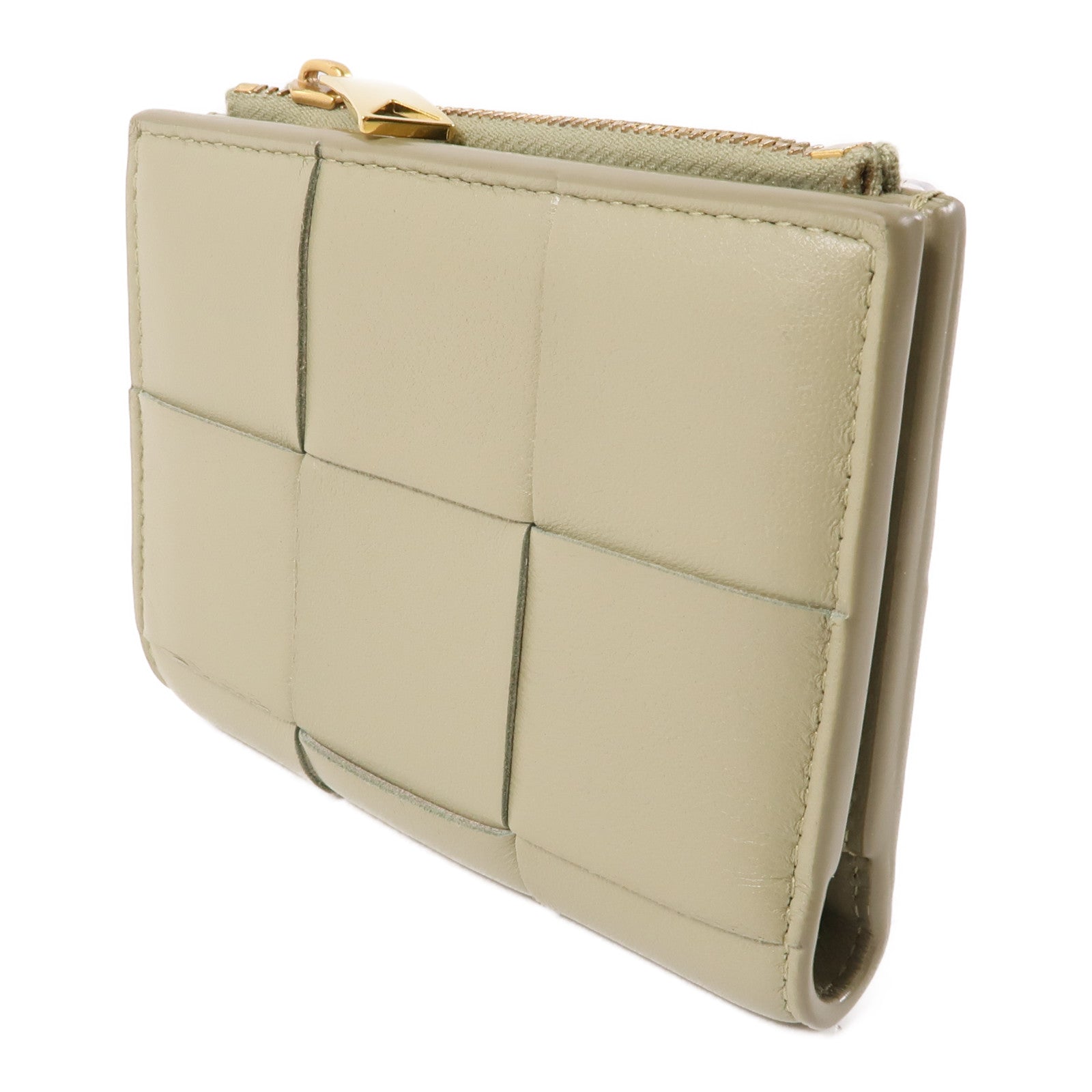 BOTTEGA VENETA【激減優惠】 織紋皮革Wallet金扣錢包綠色