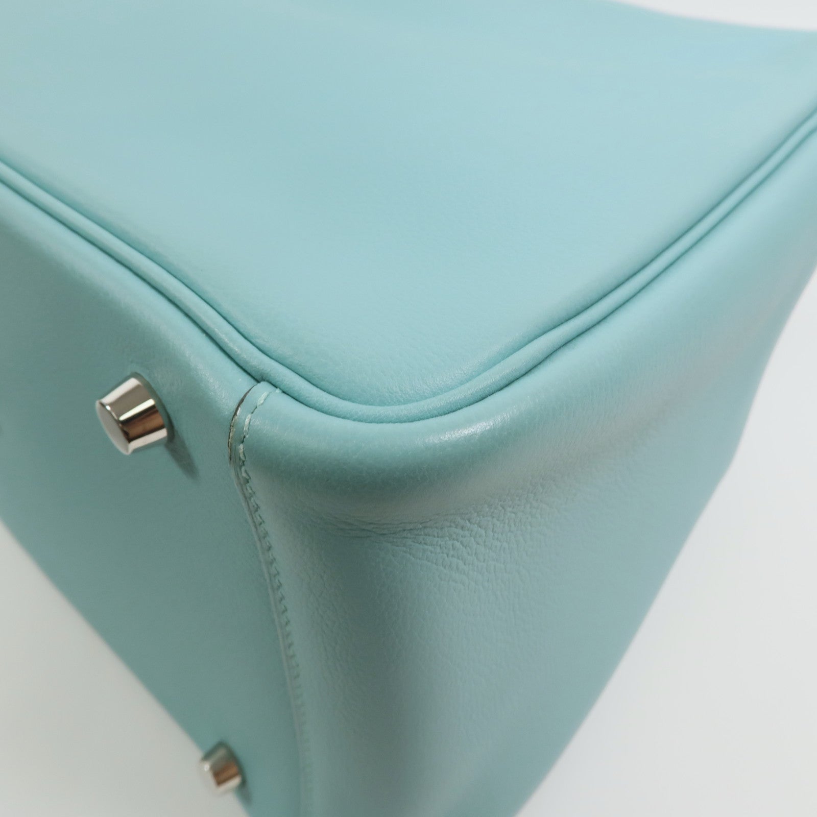 HERMES Evercolor皮革Lindy 30銀扣手挽肩背兩用袋Bleu Atoll