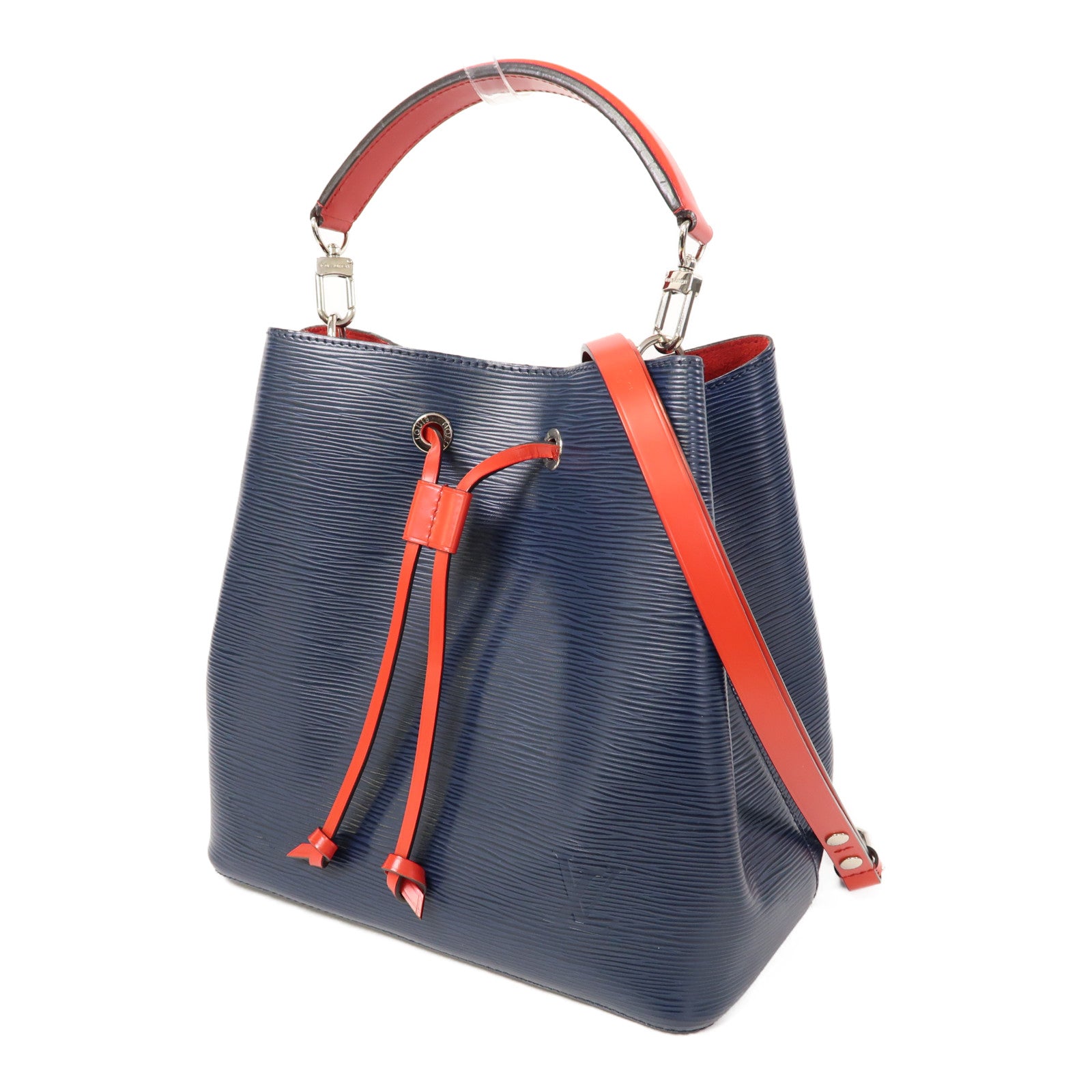 LOUIS VUITTON Epi NeoNoe MM銀扣手挽肩背兩用袋深藍色/紅色