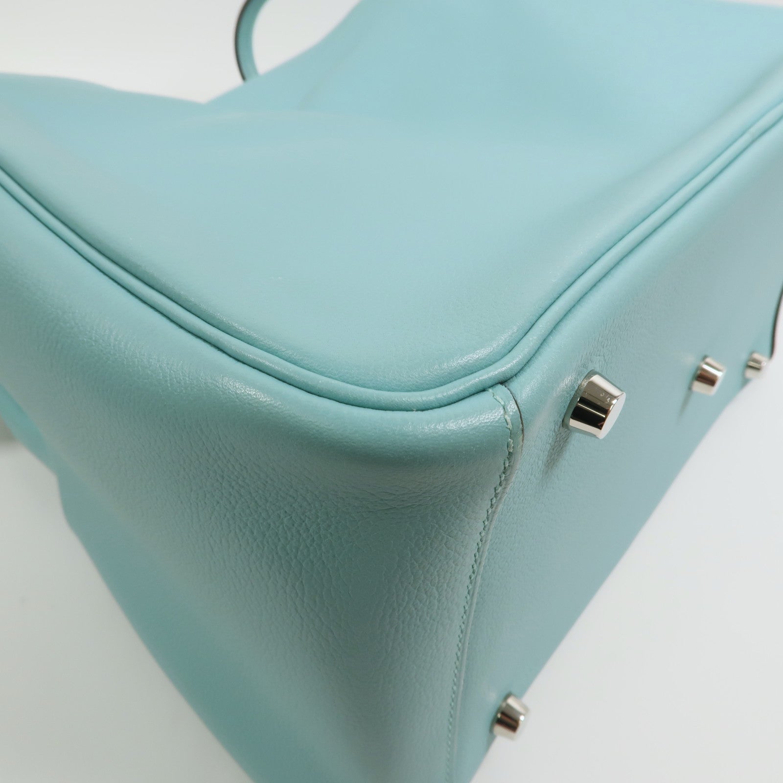 HERMES Evercolor皮革Lindy 30銀扣手挽肩背兩用袋Bleu Atoll