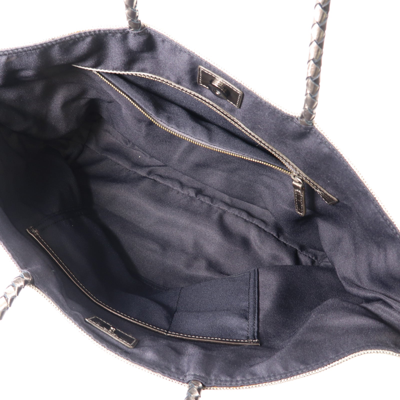 BURBERRY 帆布Tote Bag銀扣肩背袋銀色