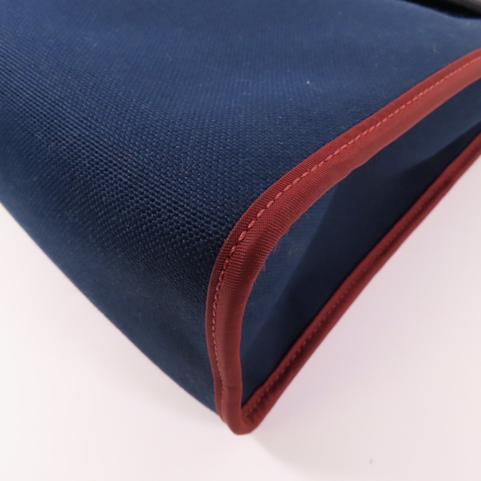 HERMES 帆布Herbag銀扣手挽肩背兩用袋76 Bleu Indigo