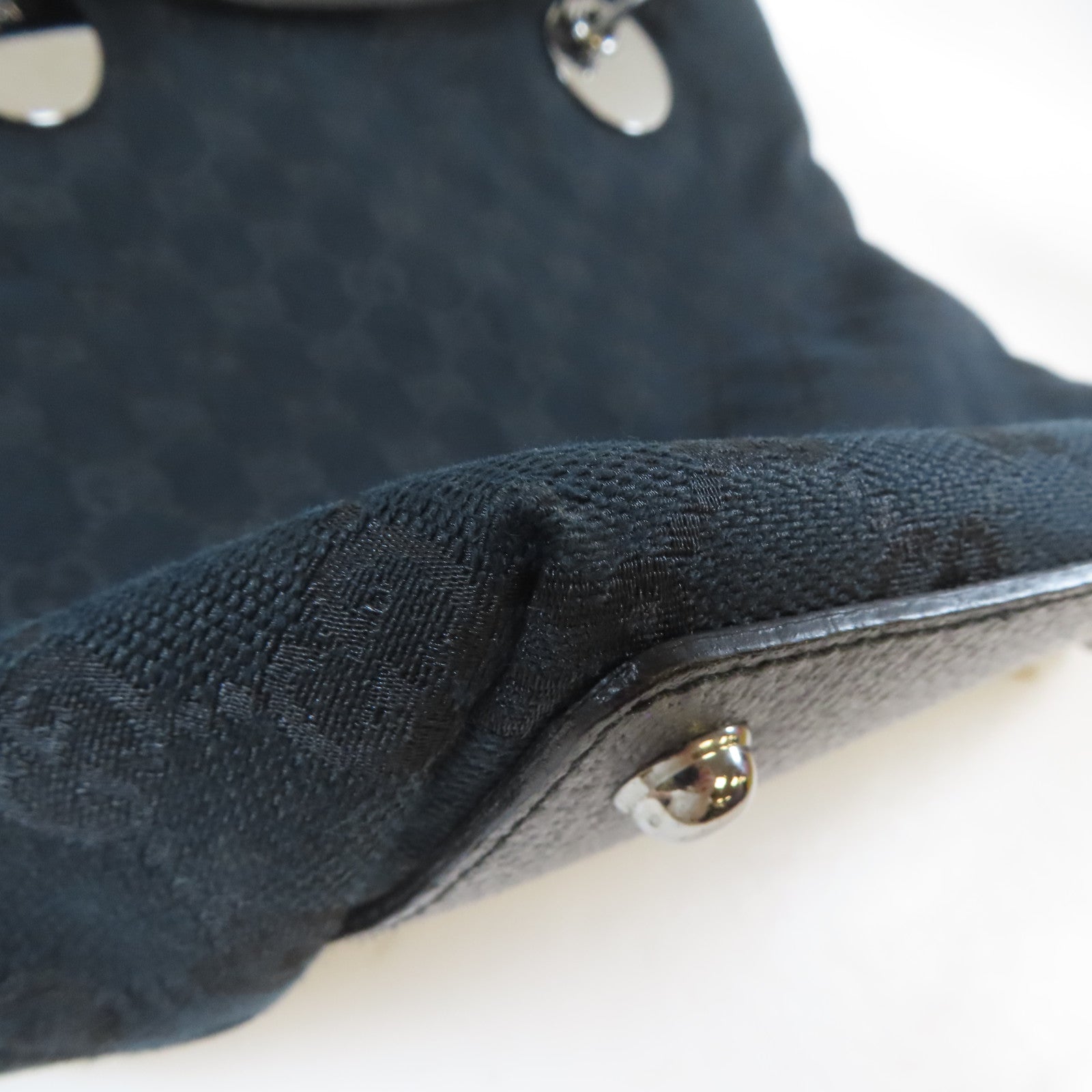 GUCCI 帆布Tote Bag銀扣手挽袋黑色