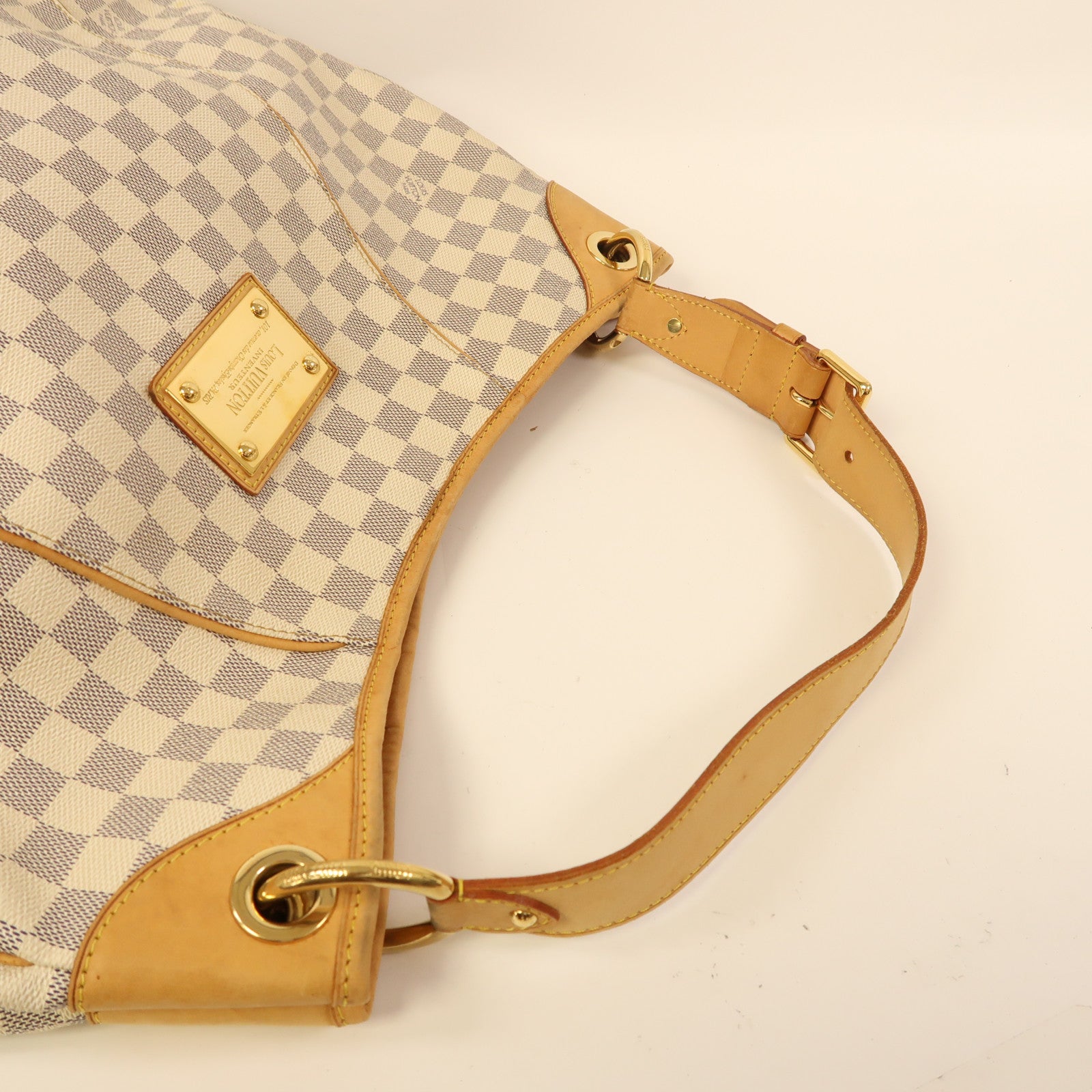 LOUIS VUITTON【激減優惠】 Damier Azur Galliera GM金扣肩背袋白色