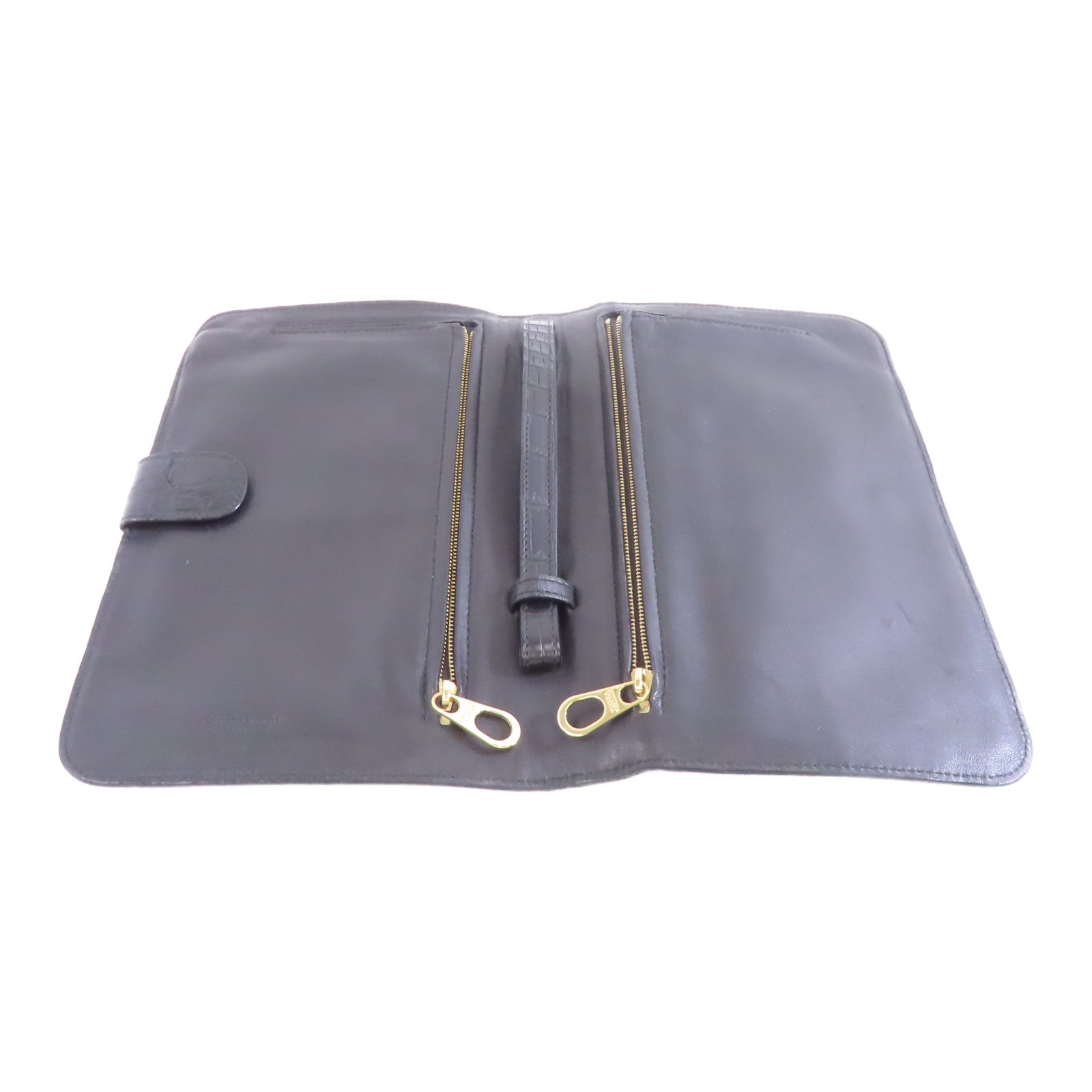 BOTTEGA VENETA 皮革Clutch Bag金扣手拿包黑色