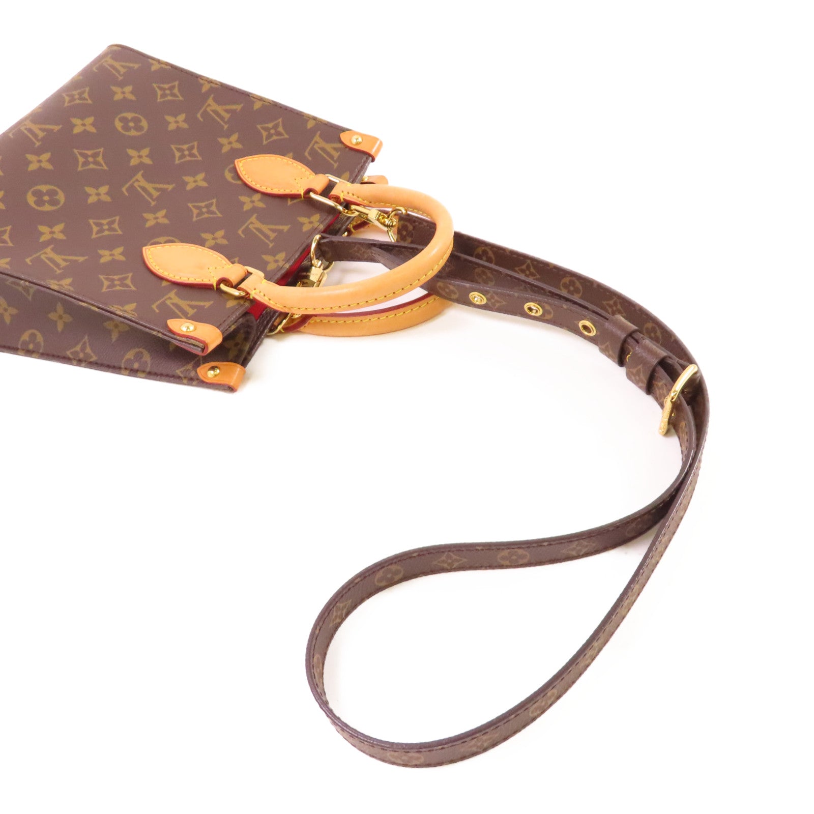 LOUIS VUITTON Monogram Sac Plat BB 2Way Tote Bag金扣手挽肩背兩用袋啡色