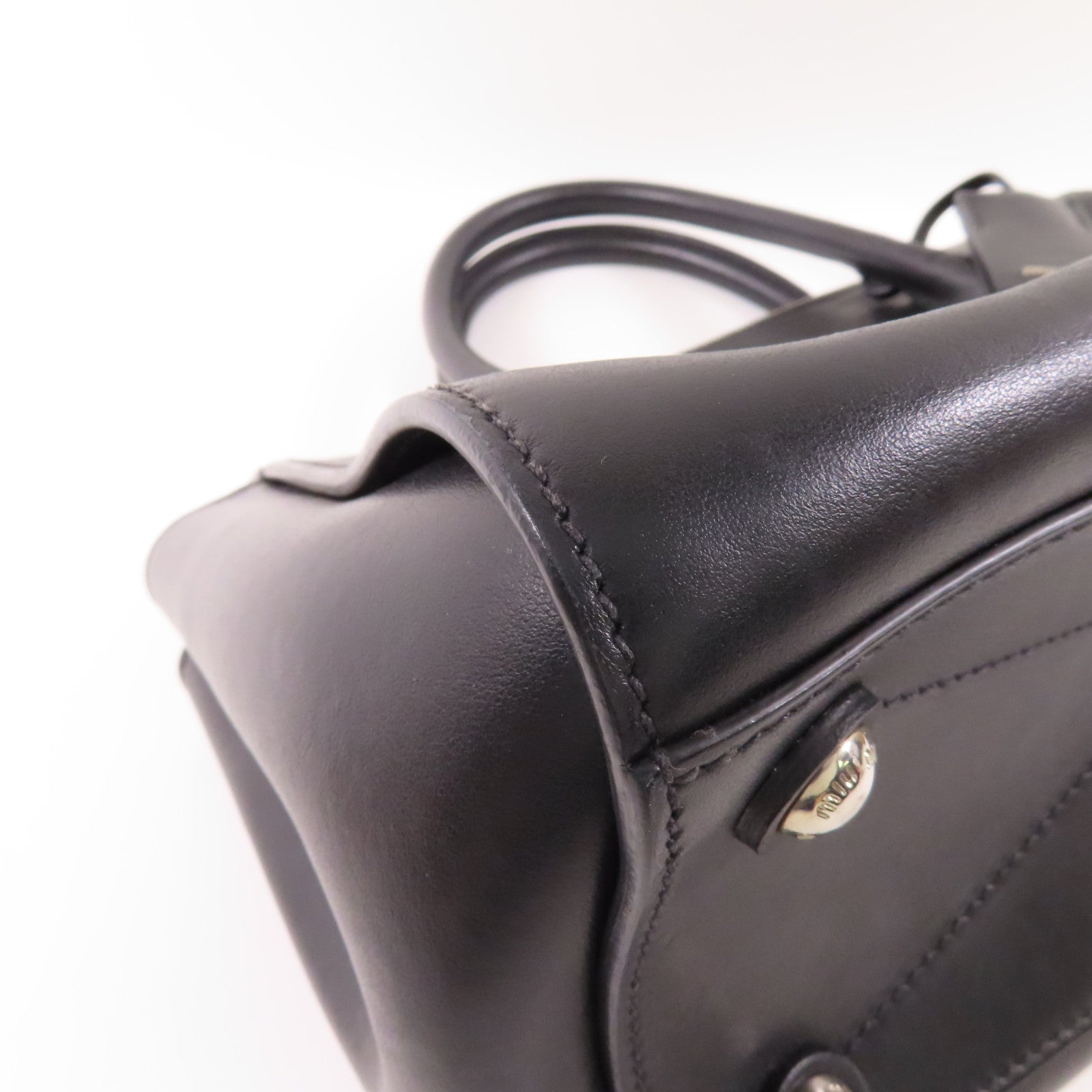 Miu Miu 皮革Hand Bag銀扣手挽肩背兩用袋