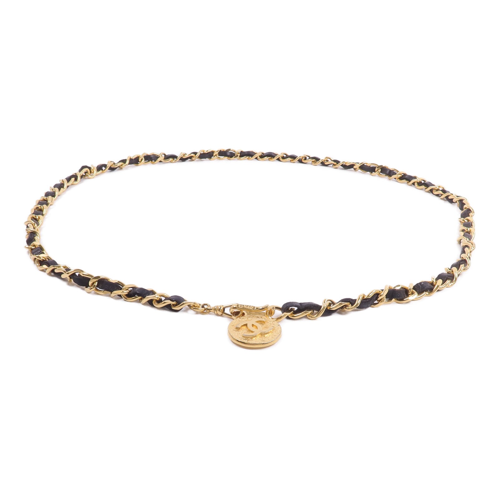 CHANEL 牛皮皮革/金屬Belt Chain皮帶