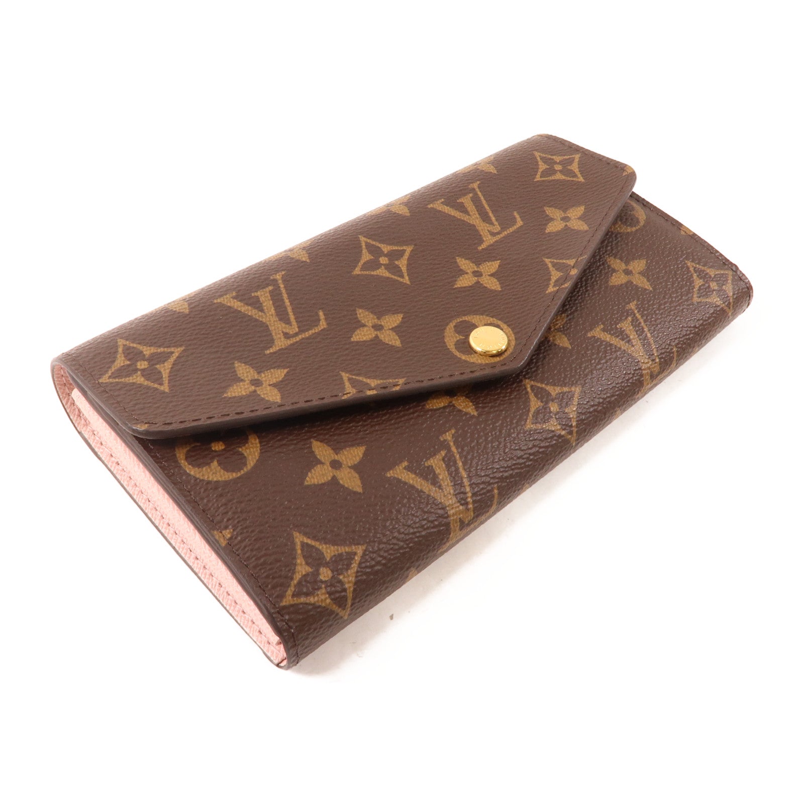 LOUIS VUITTON Monogram Sarah Wallet金扣長錢包啡色
