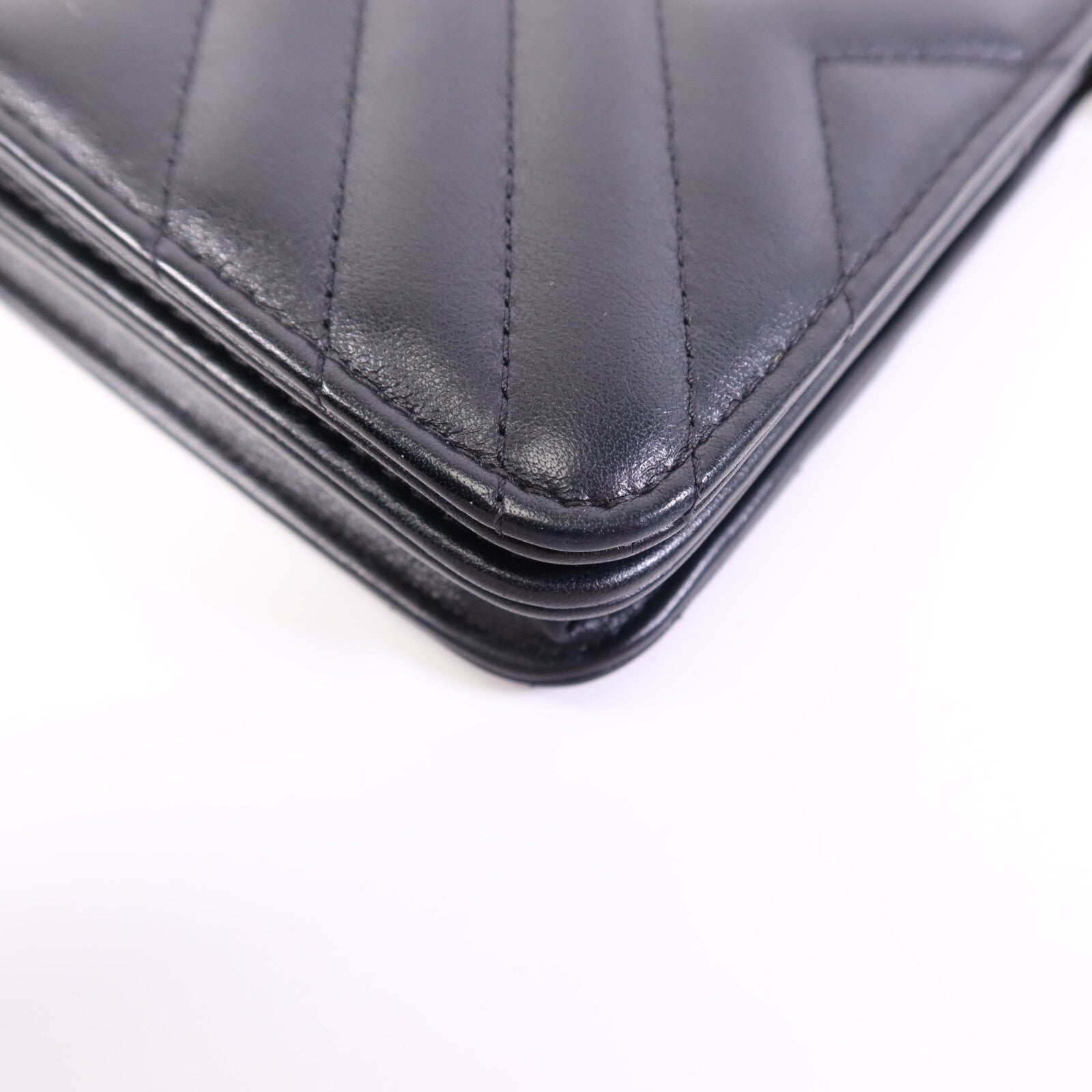 CHANEL 【激減優惠】牛皮皮革WOC Wallet On Chain銀扣鏈帶肩背袋
