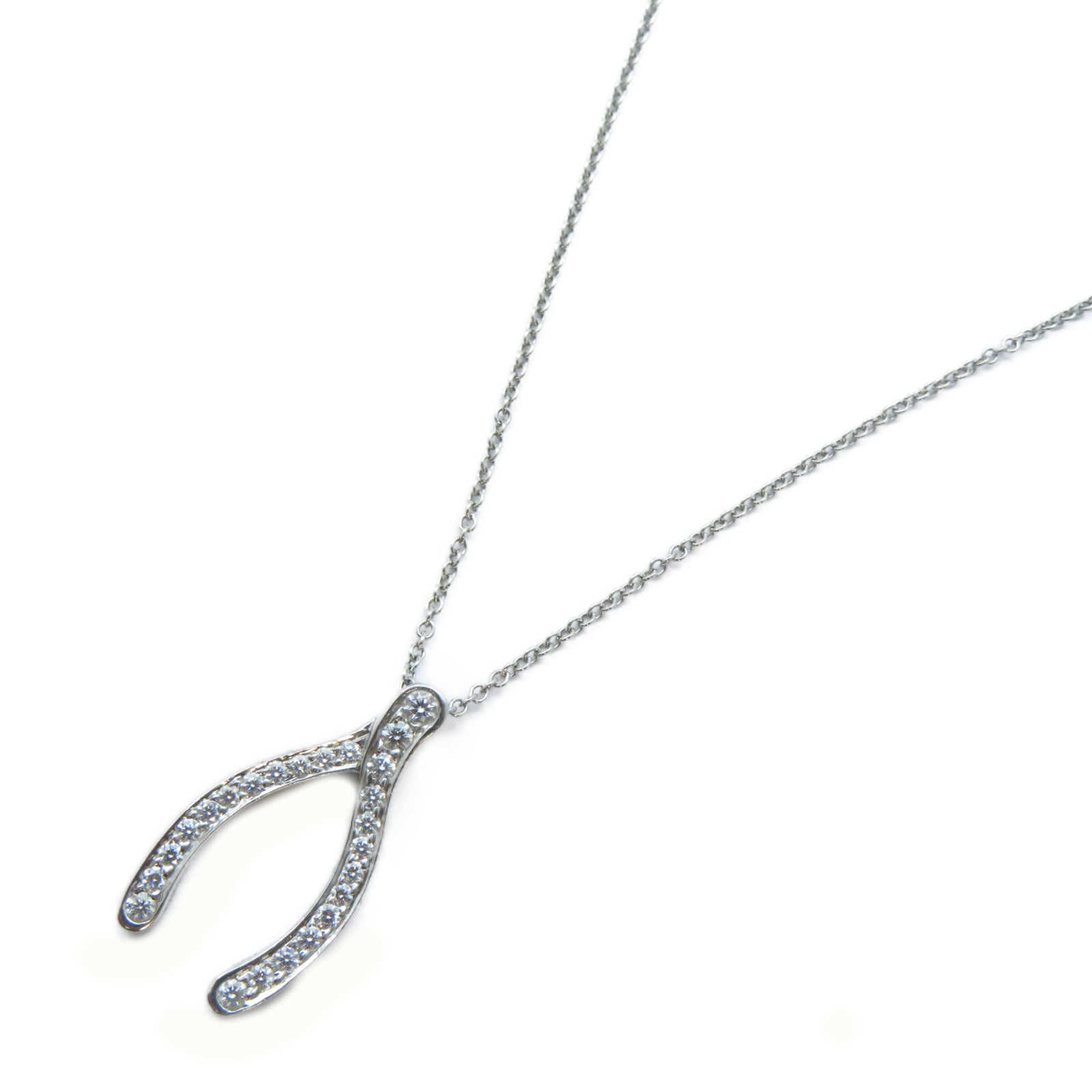TIFFANY＆CO PT950鉑金Wishbone Diamond Necklace鑽石項鍊