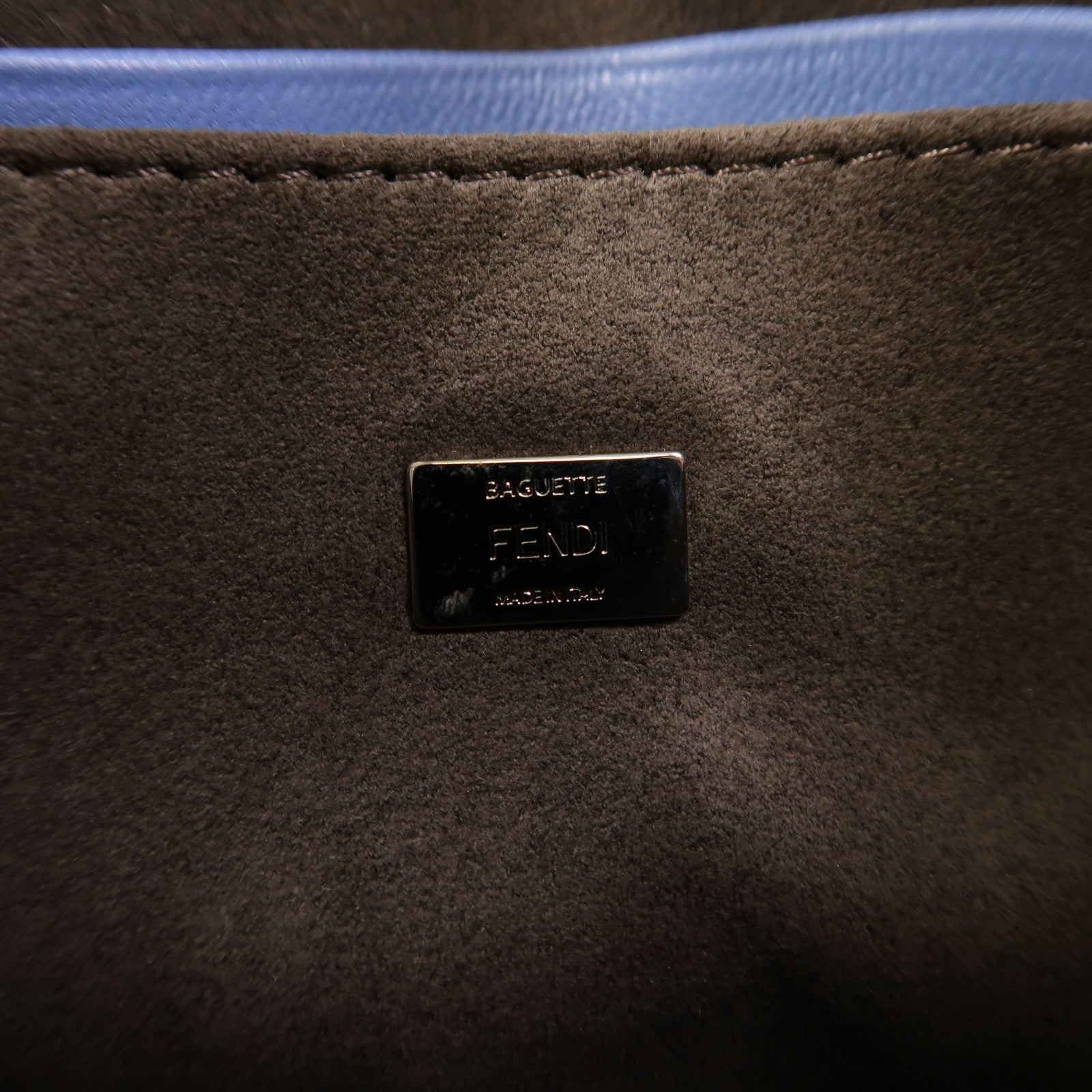 FENDI 牛皮皮革Micro Baguette銀扣手挽肩背兩用袋