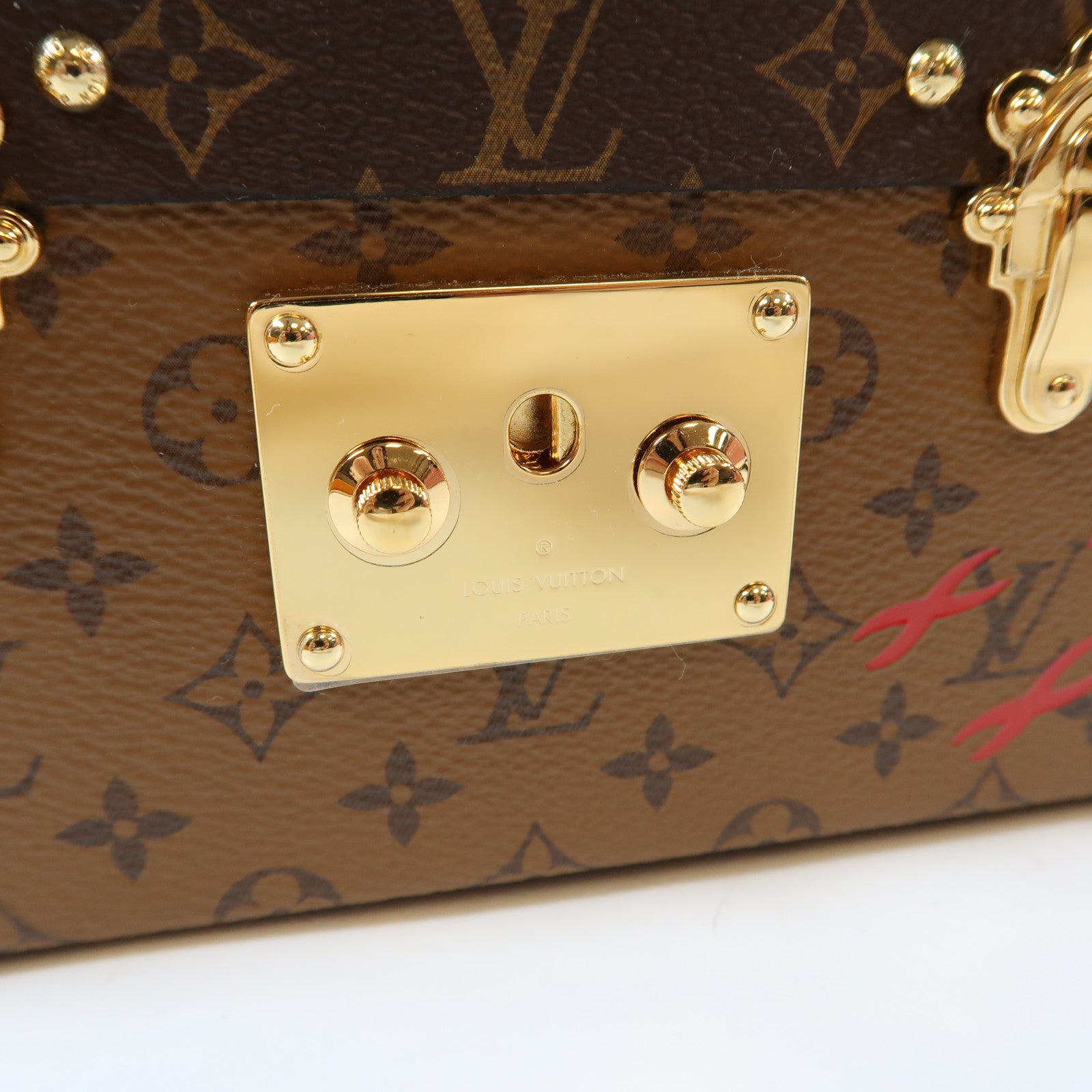 LOUIS VUITTON Monogram Reverse Petite Malle金扣肩背袋啡色