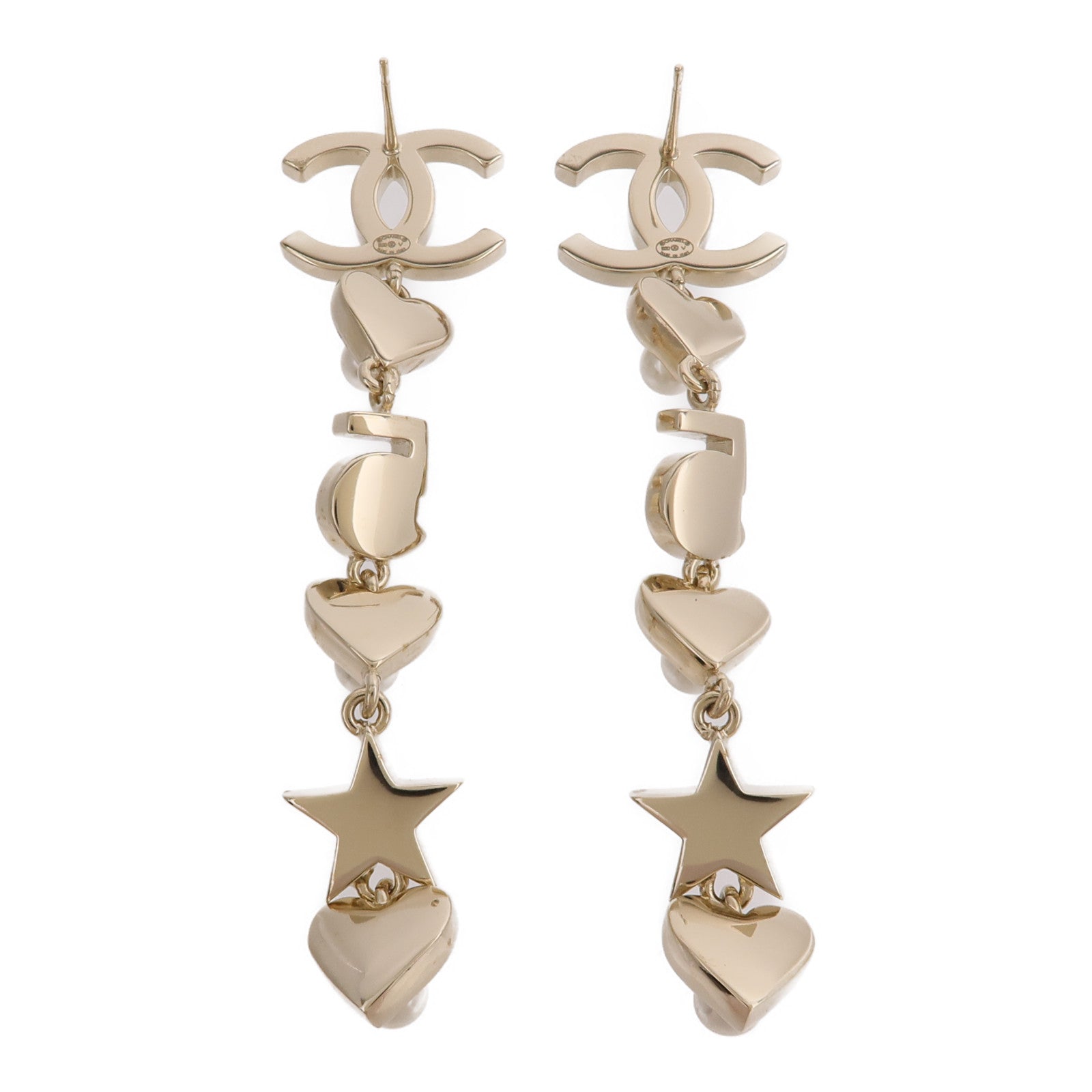 CHANEL 金屬No. 5 Coco Mark Rhinestone Star Earrings耳環