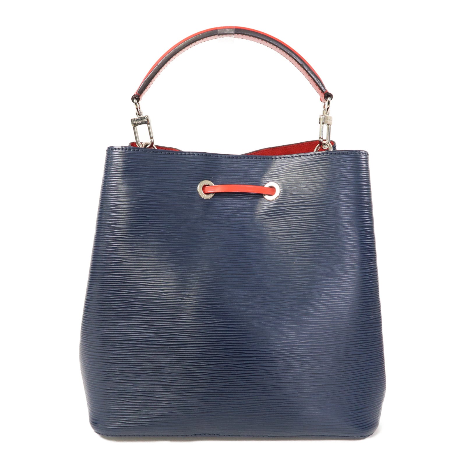 LOUIS VUITTON Epi NeoNoe MM銀扣手挽肩背兩用袋深藍色/紅色